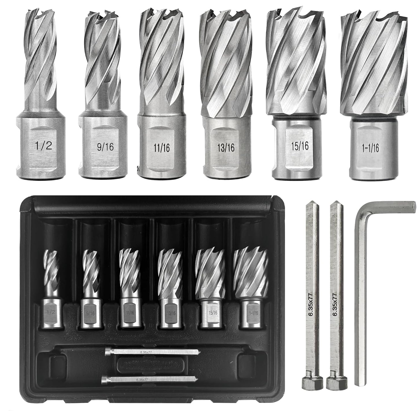 Pro Edge 6pcs Annular Cutter Set for Steel, Aluminum, Copper