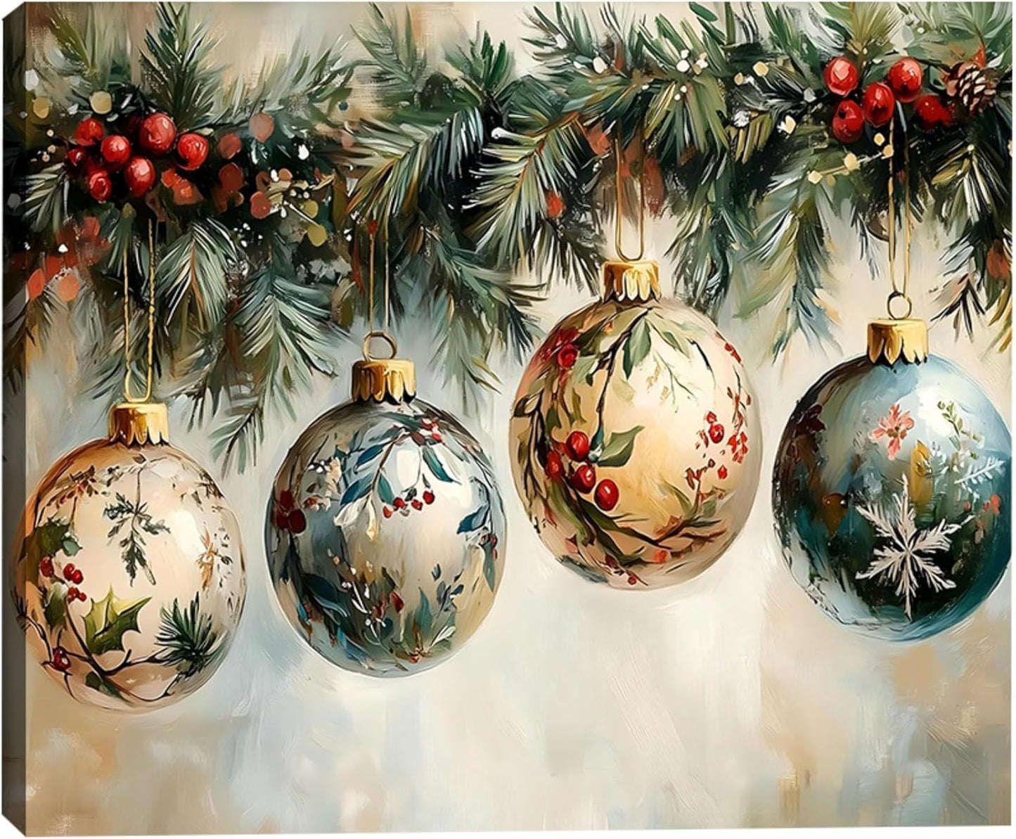 Vintage Christmas Canvas Pictures for Living Room & Bedroom Decor