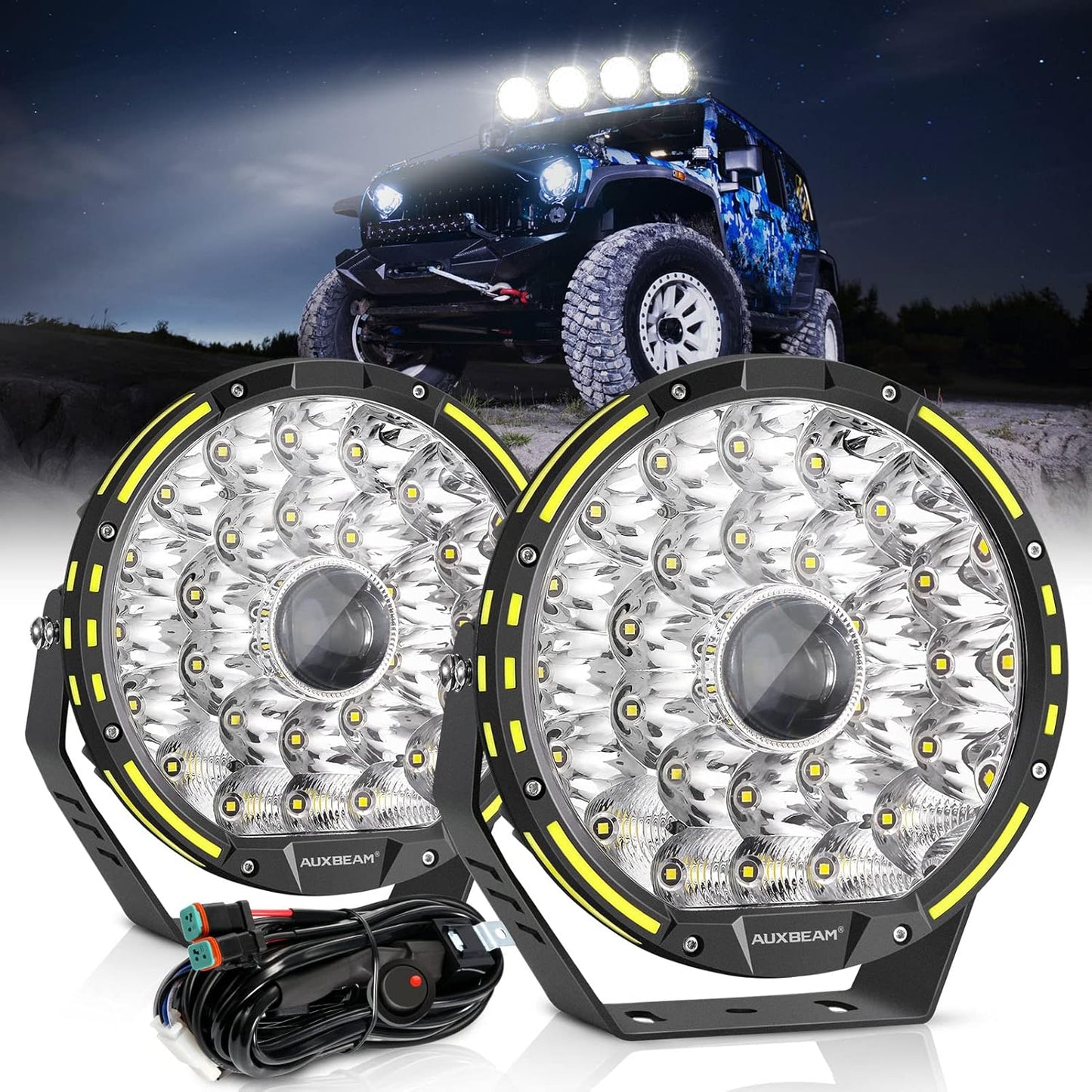 Auxbeam 9 Inch Round Off Road Lights - 270W LED Driving Lights