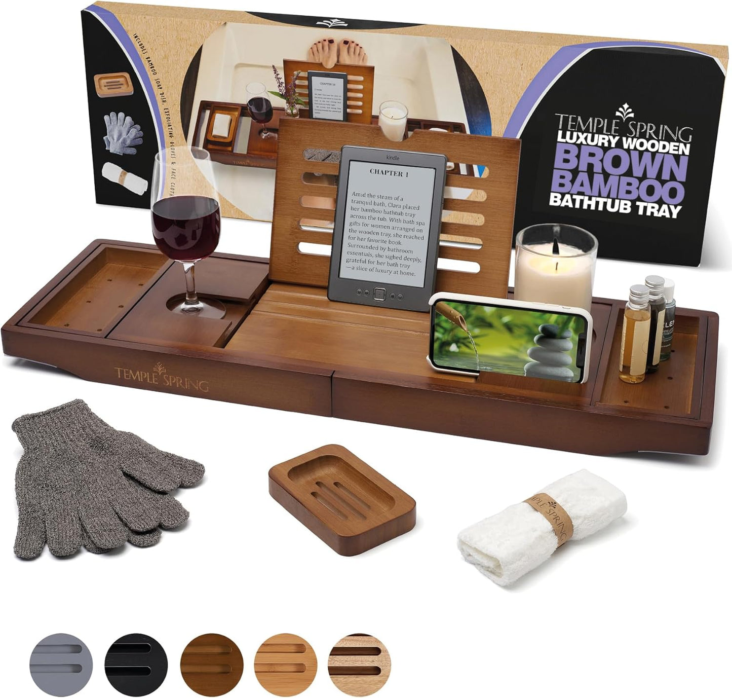 Temple Spring Wooden Bathtub Tray for Spa-Like Relaxation