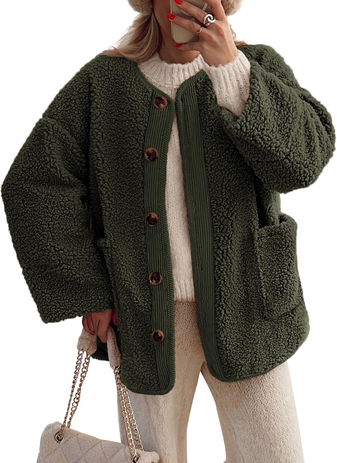 PRETTYGARDEN Women's Fuzzy Sherpa Fleece Jackets for Winter
