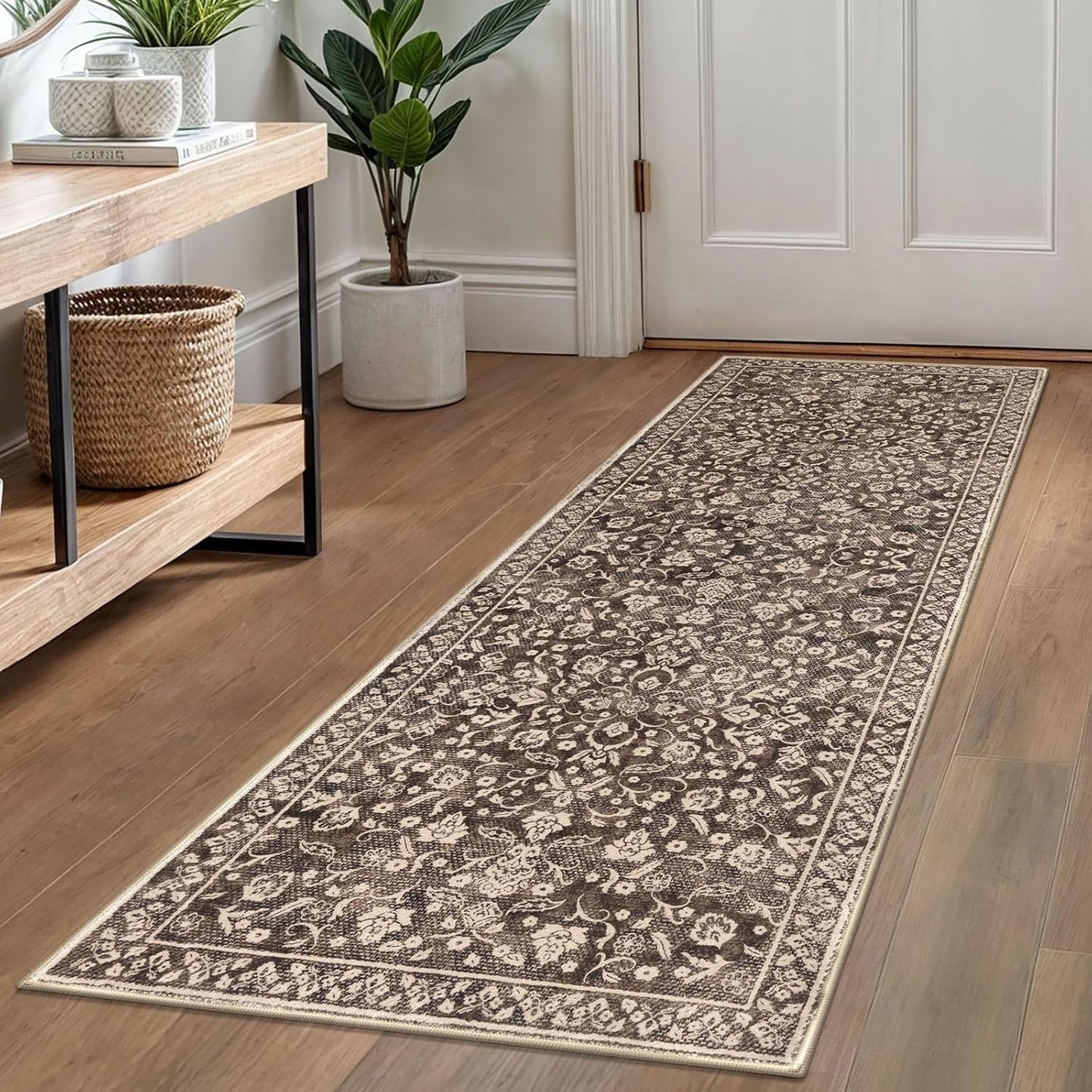 Vintage Washable Runner Rug 2x6 for Hallways and Kitchens