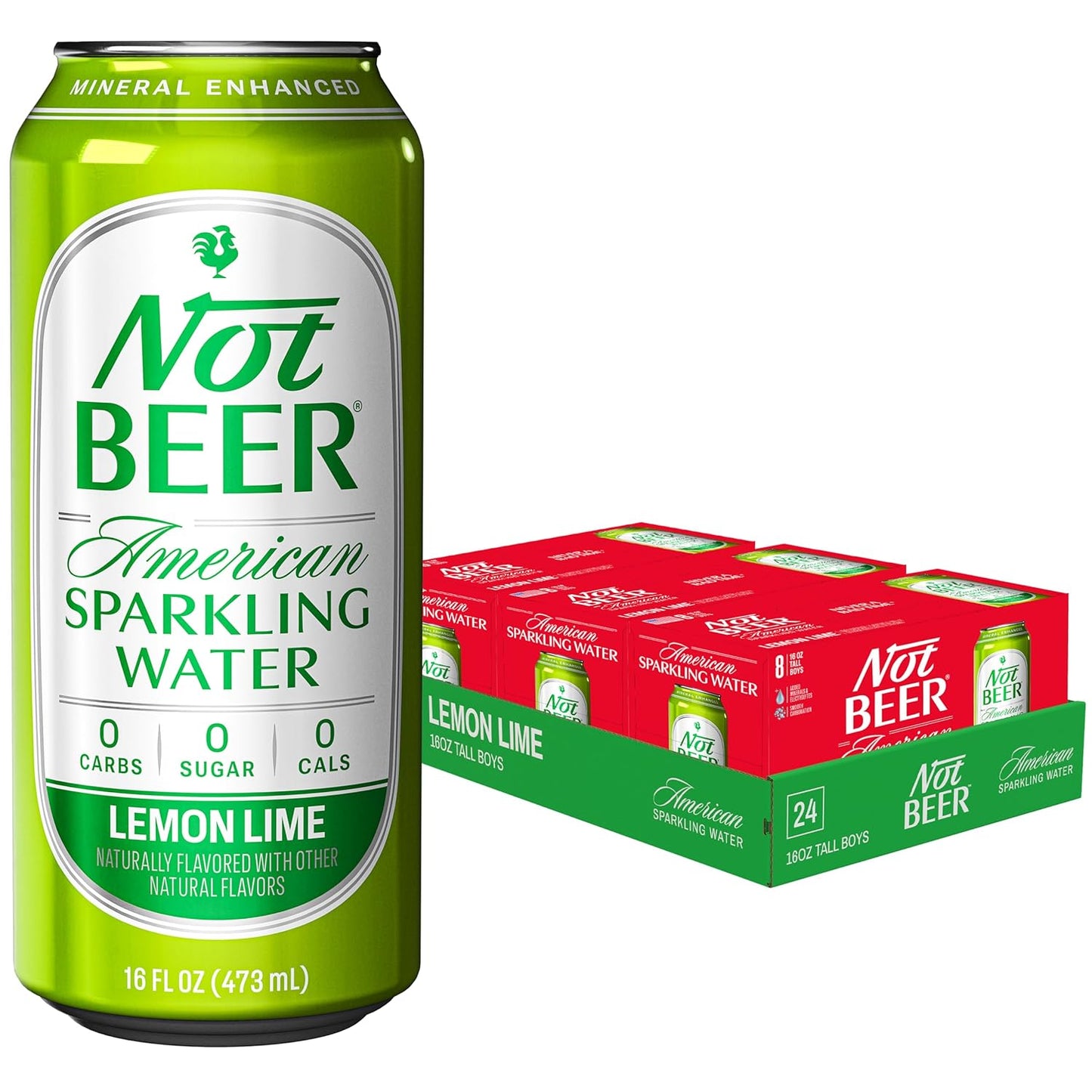 Not Beer American Sparkling Water, Lemon Lime Flavor, 24 Pack