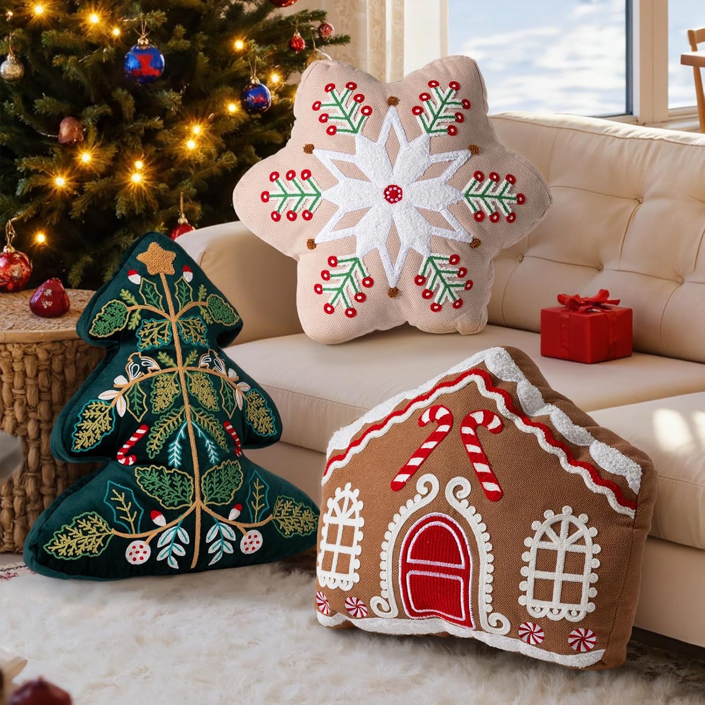 Lanpn Christmas Throw Pillows Set of 3 for Holiday Decor