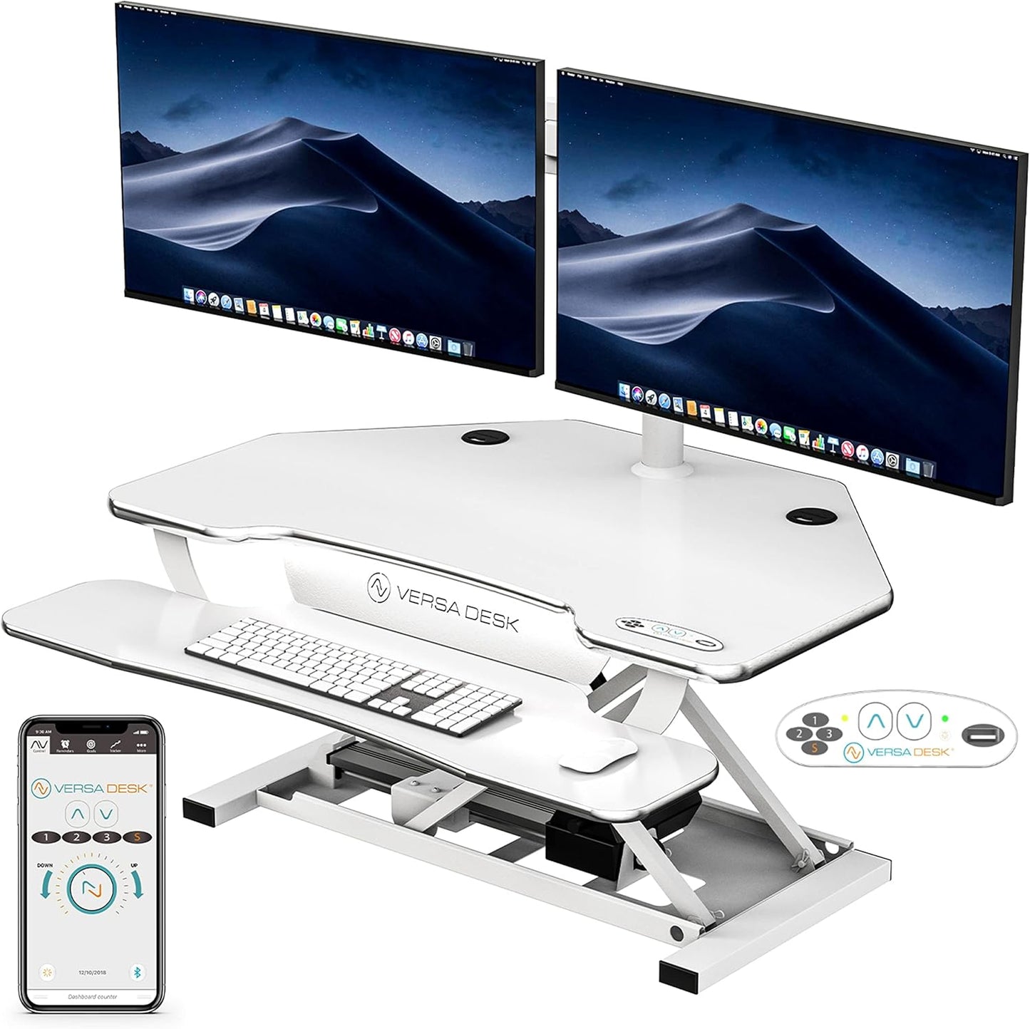 Smart Standing Desk Converter with App Control | USB Ports | White