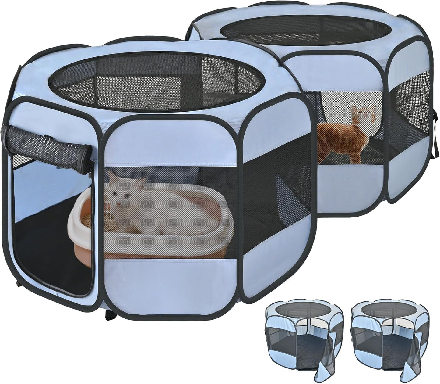 2-in-1 Cat Playpens for Indoor Outdoor Use, Portable & Versatile