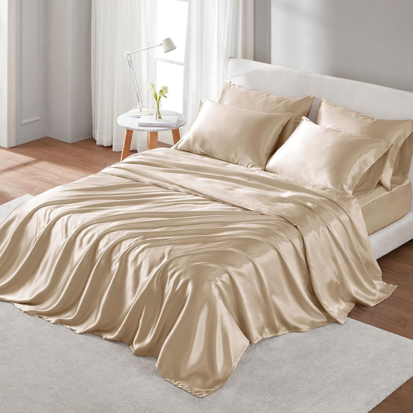 Luxurious Satin Sheets Queen Size Set for Elegant Bedrooms