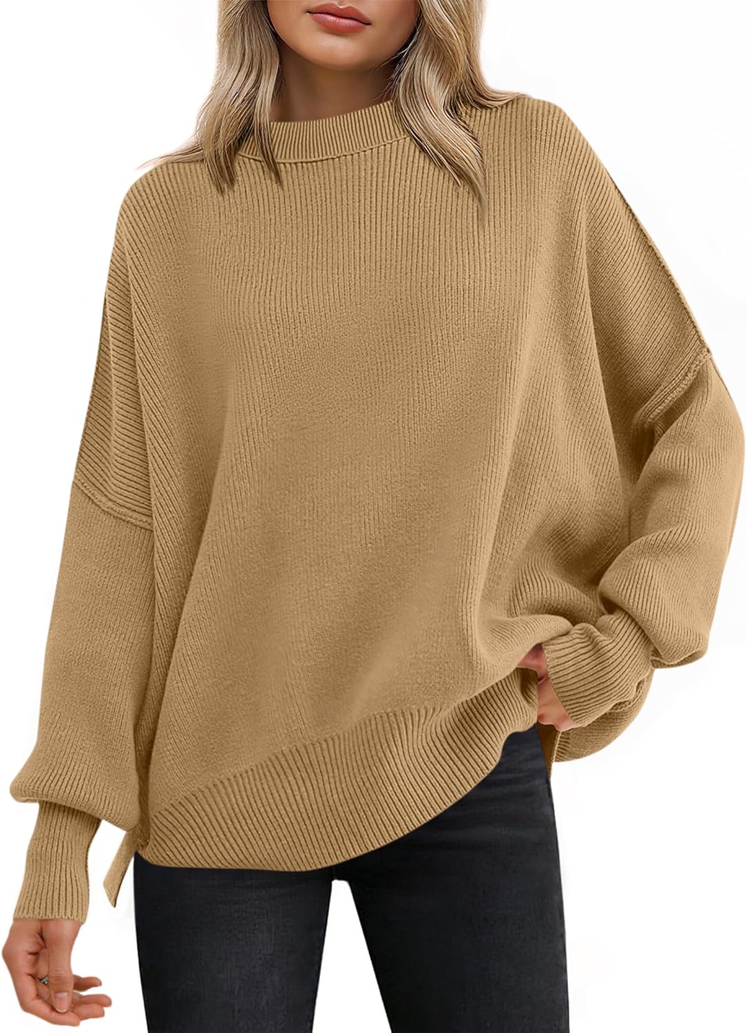 Oversized Sweaters for Women - Batwing Long Sleeve Pullover