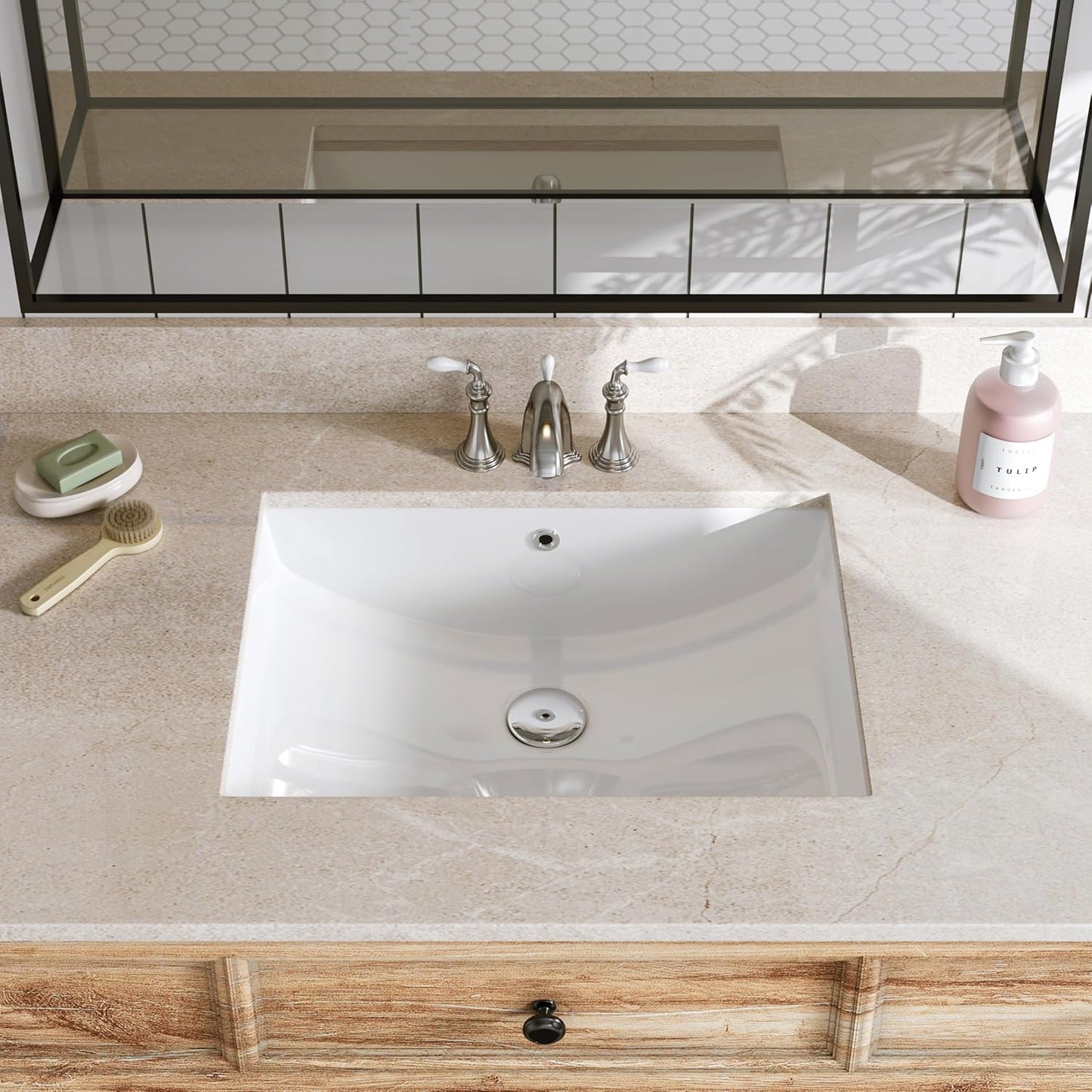 Undermount Bathroom Sink with Deep Basin and Anti-Splash Design