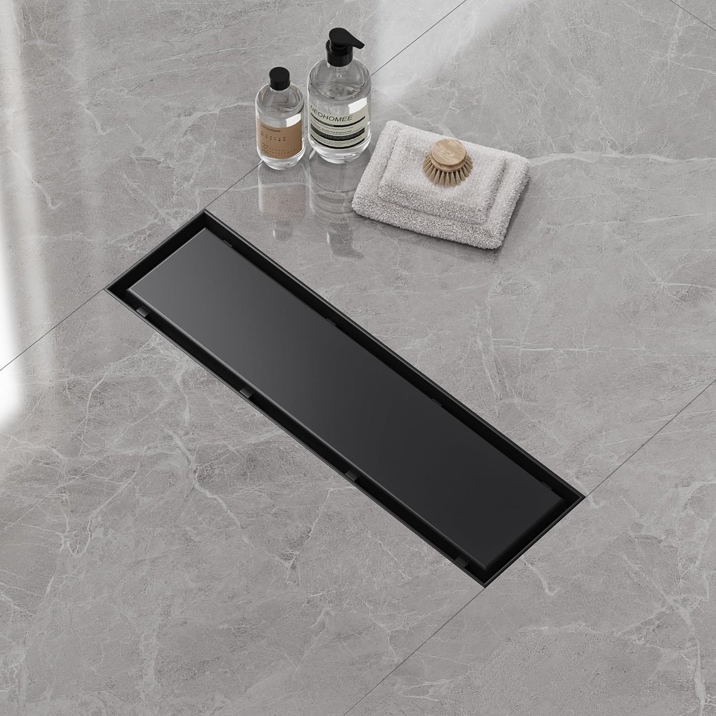 Neodrain 12 in Matte Black Linear Shower Drain for Modern Bathrooms