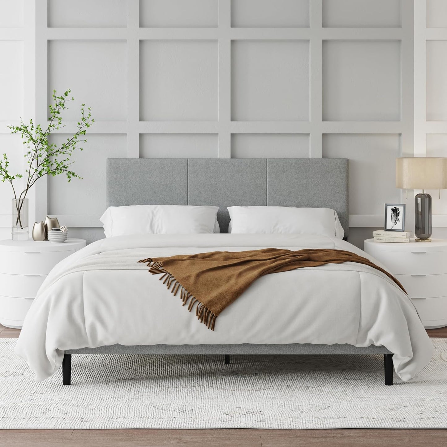 Queen Bed Frame with Upholstered Headboard for Elegant Sleep