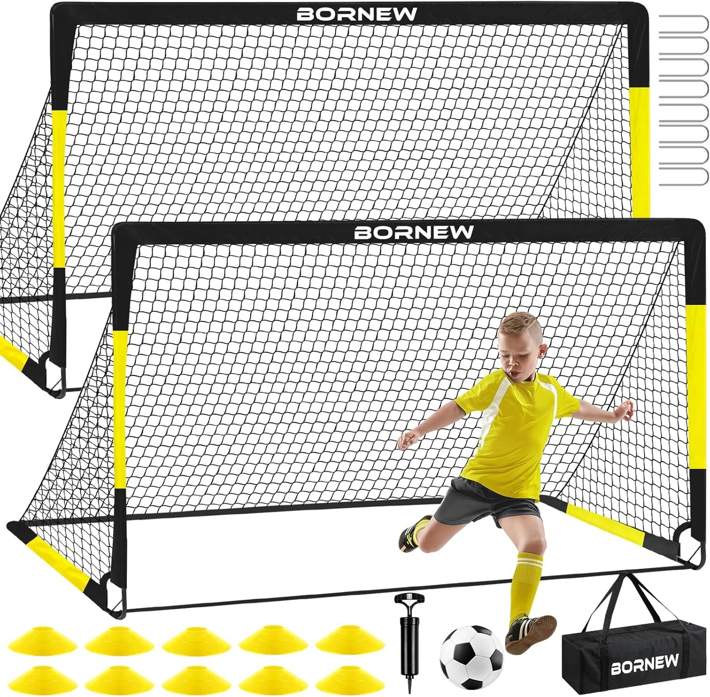 Kids Soccer Goal for Backyard Set by BORNEW - Perfect Gift