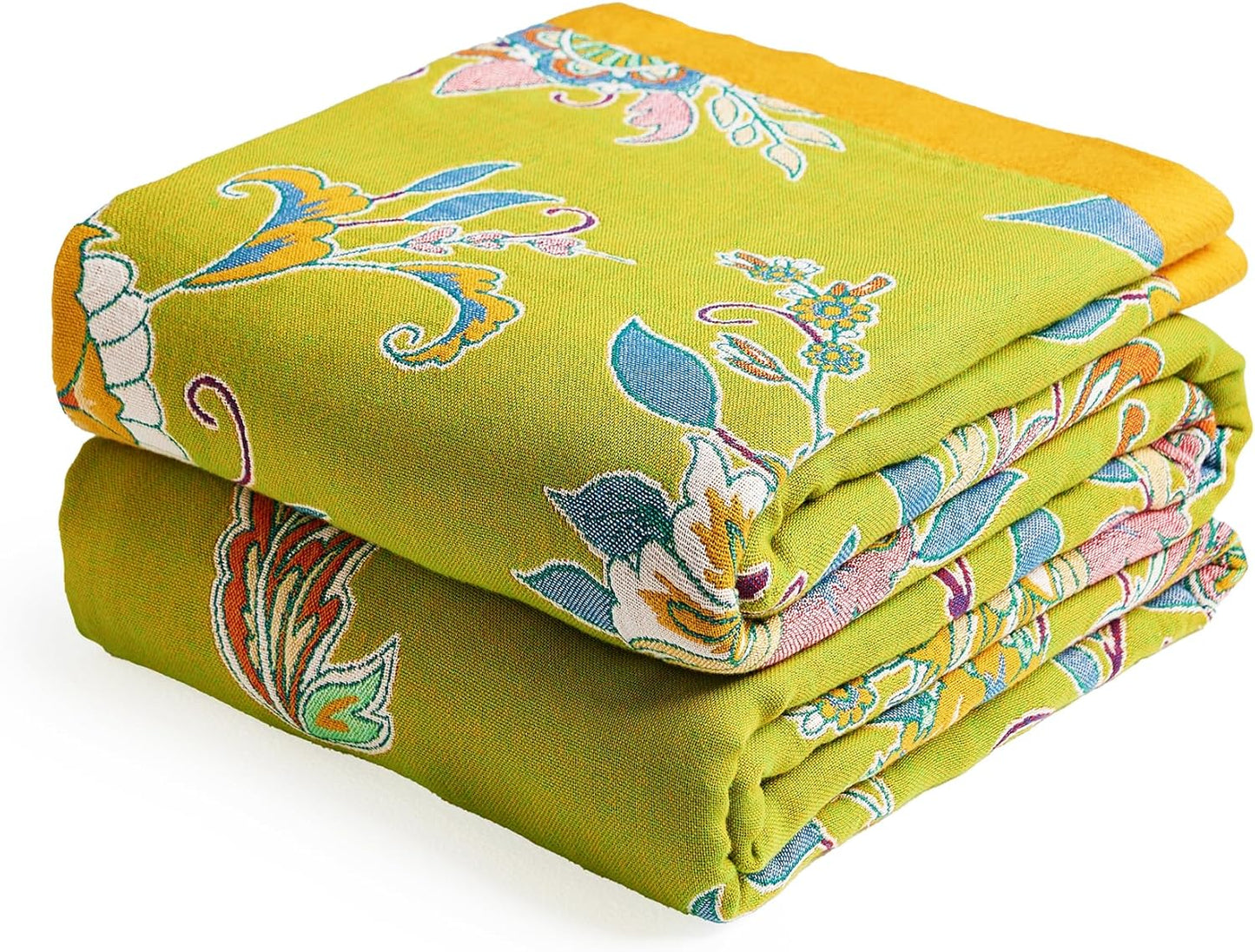 Boho Throw Blanket 50in x 60in - Organic Cotton Soft Quilt