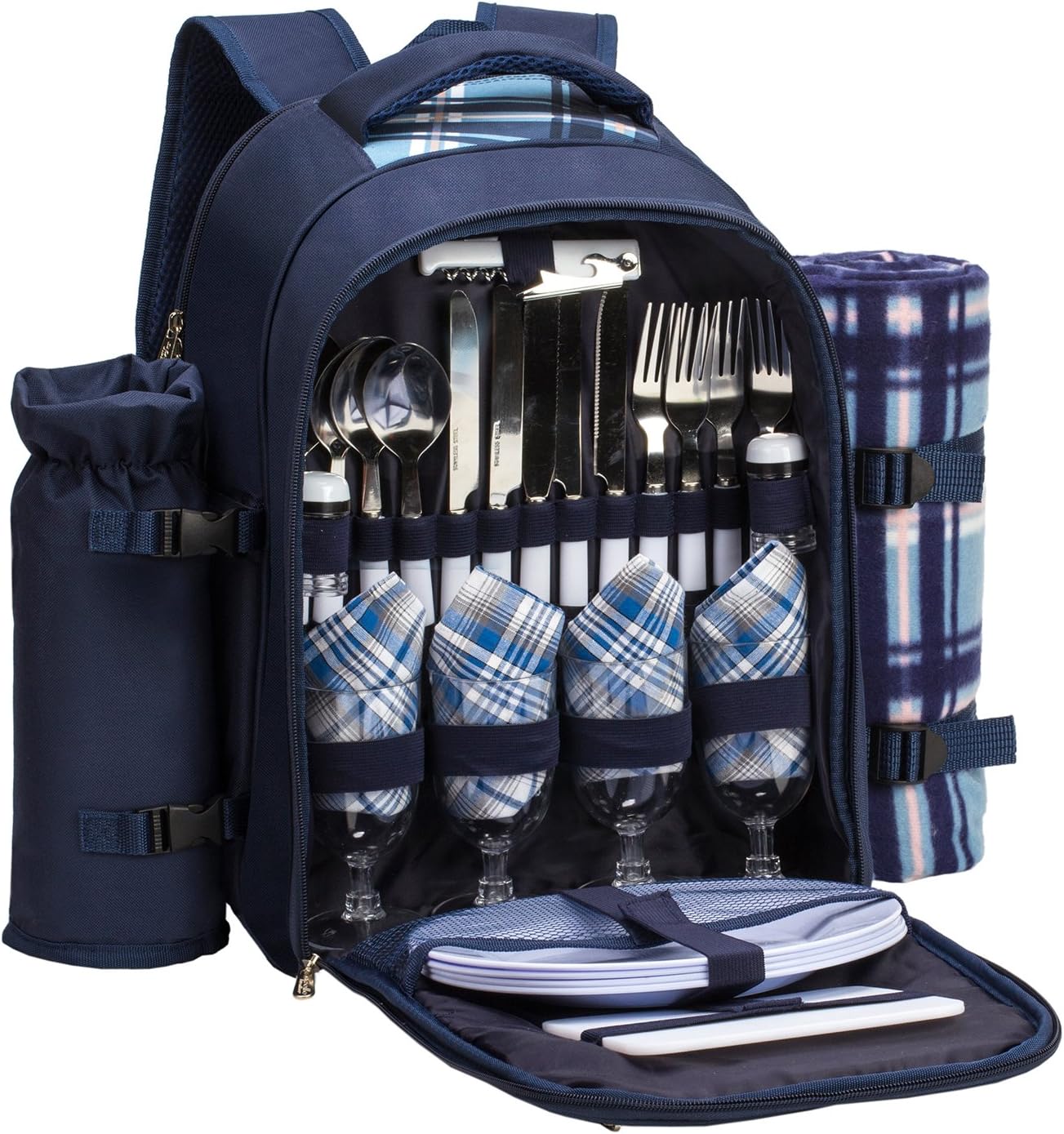 Apollo Walker Picnic Backpack Set for 4 with Cooler Compartment