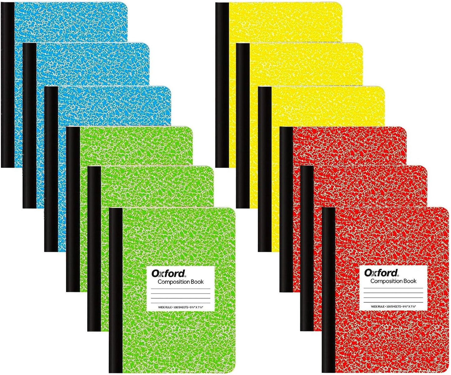 Oxford Wide Ruled Composition Notebooks - Assorted Marble Covers - 100 Sheets/Pack x12