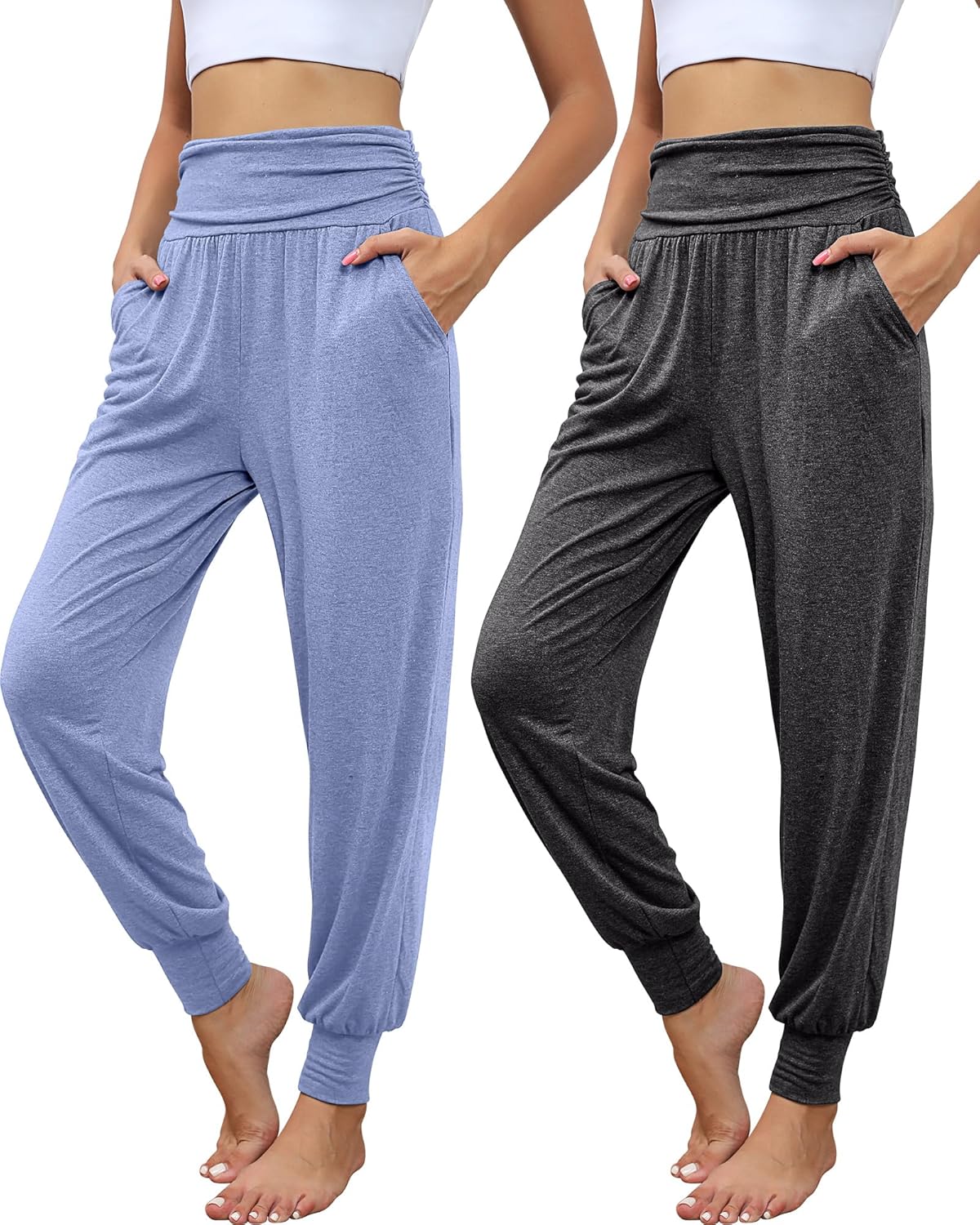 2 Pack Women's Yoga Joggers for Comfy Casual Wear and Relaxation