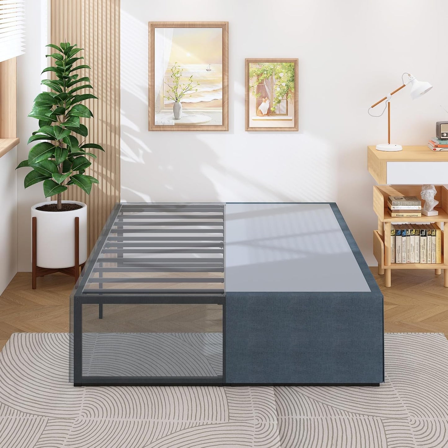 18 Inch King Bed Frame with Storage and Easy Assembly Features