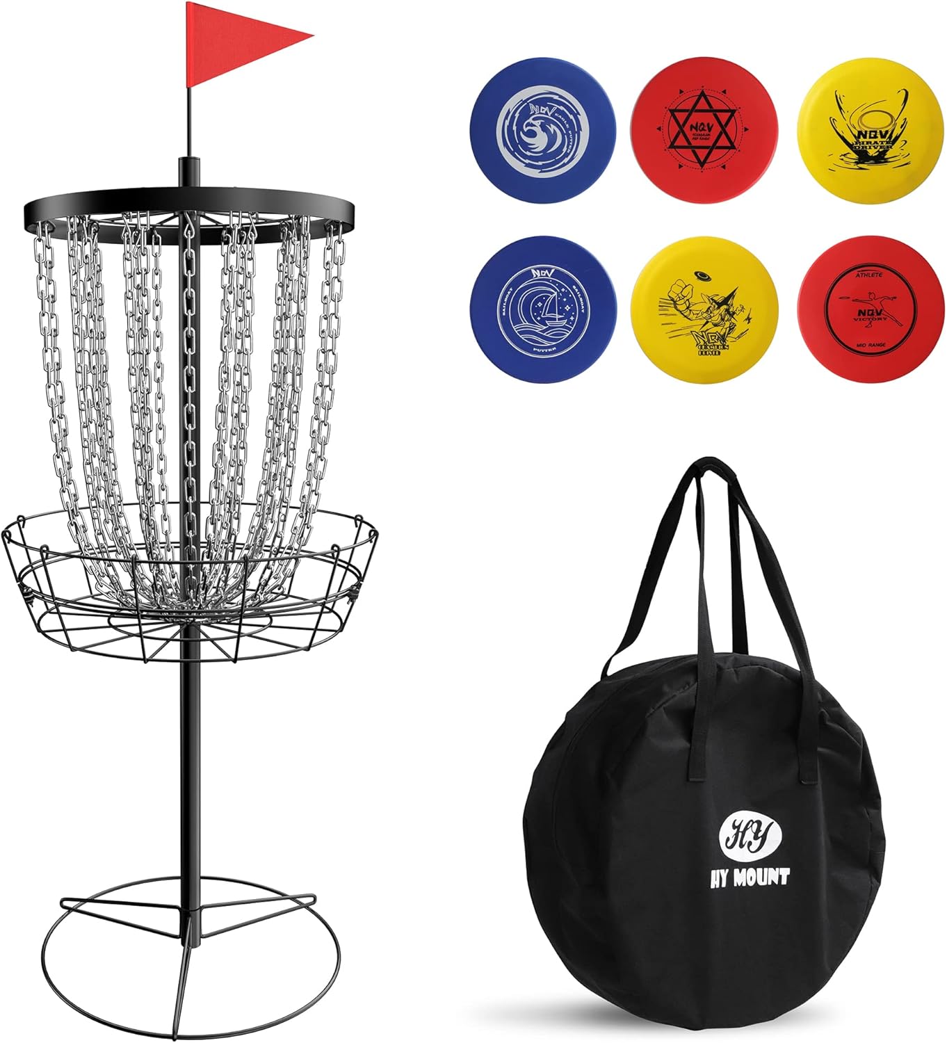 Portable Heavy Duty Disc Golf Set with 24 Chains & 6 Discs