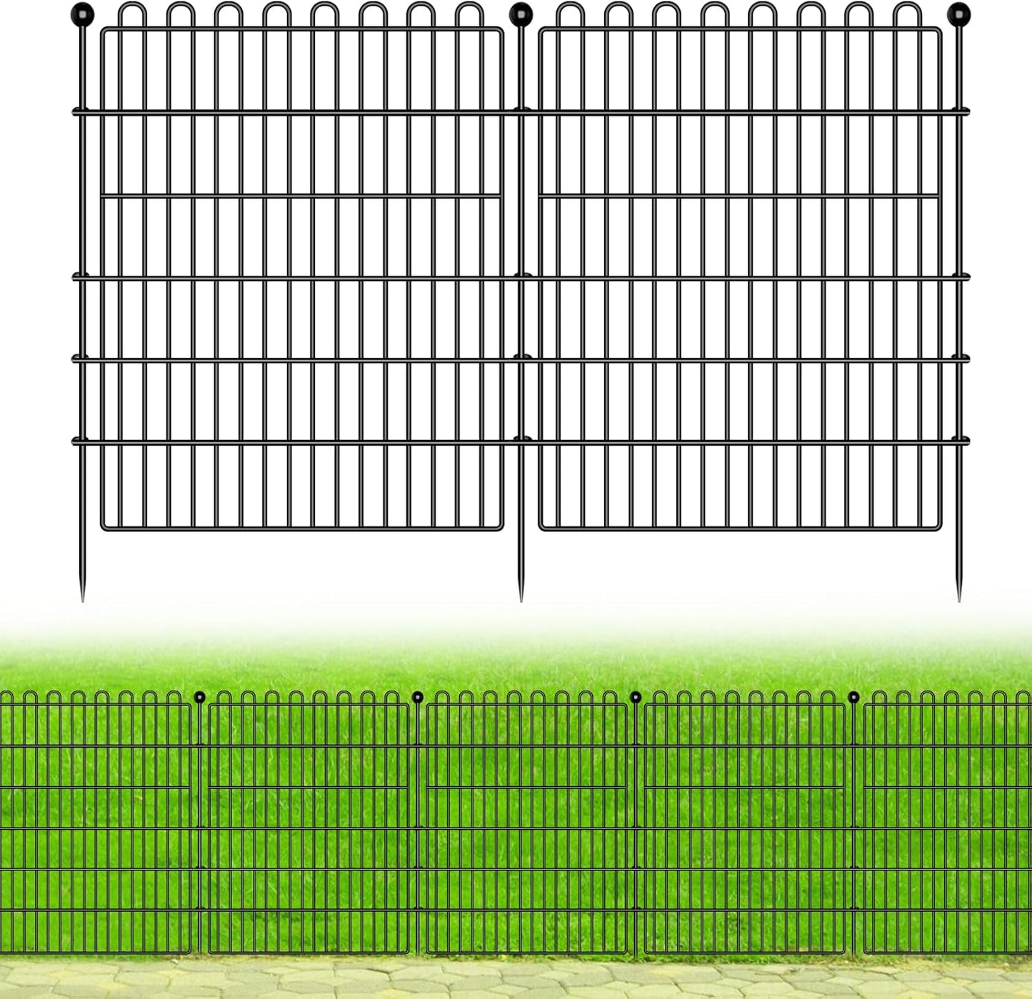 5 Panels No Dig Decorative Garden Fence for Pets and Landscape
