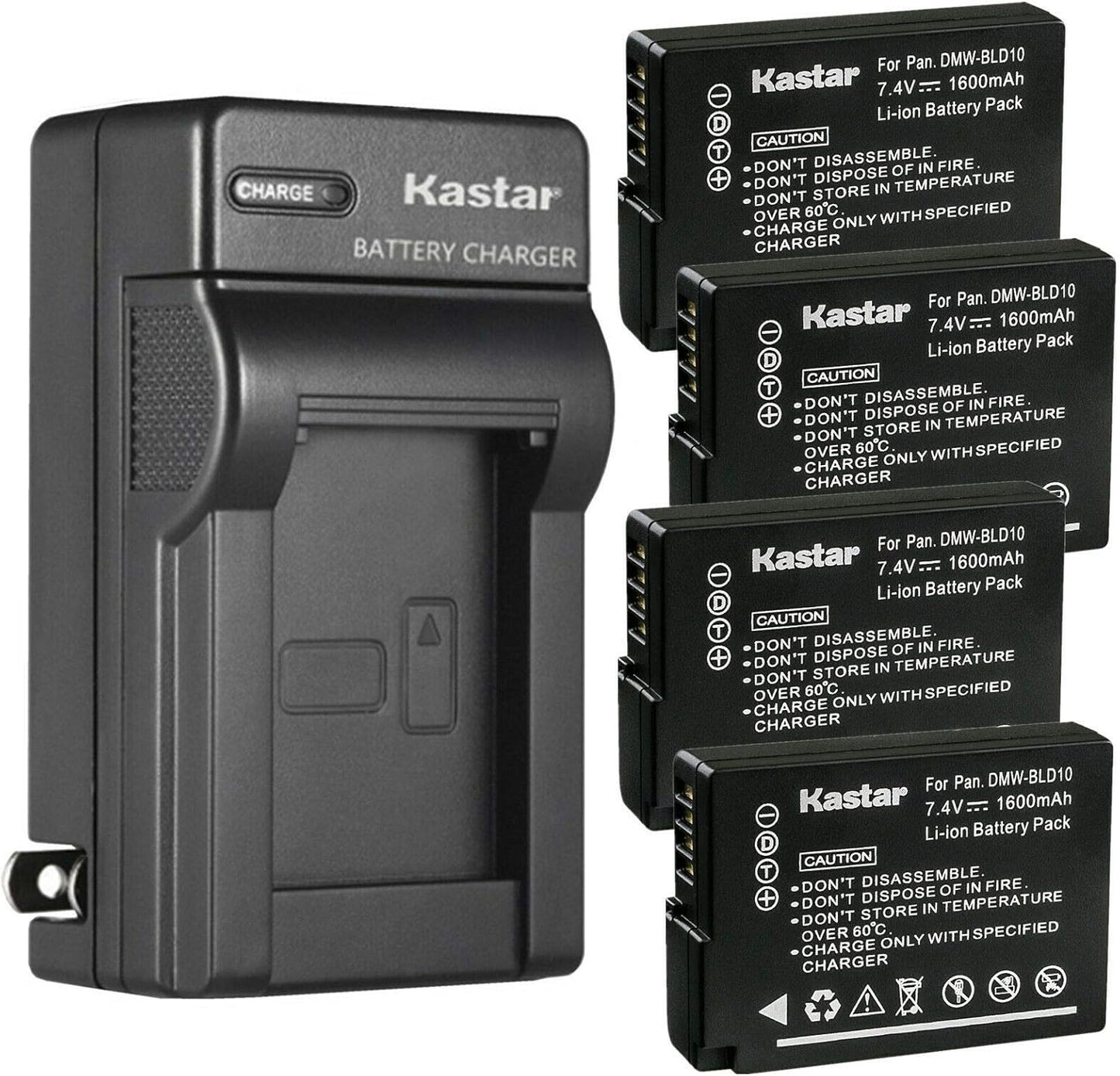 Kastar 4-Pack Battery and AC Wall Charger for Panasonic Cameras