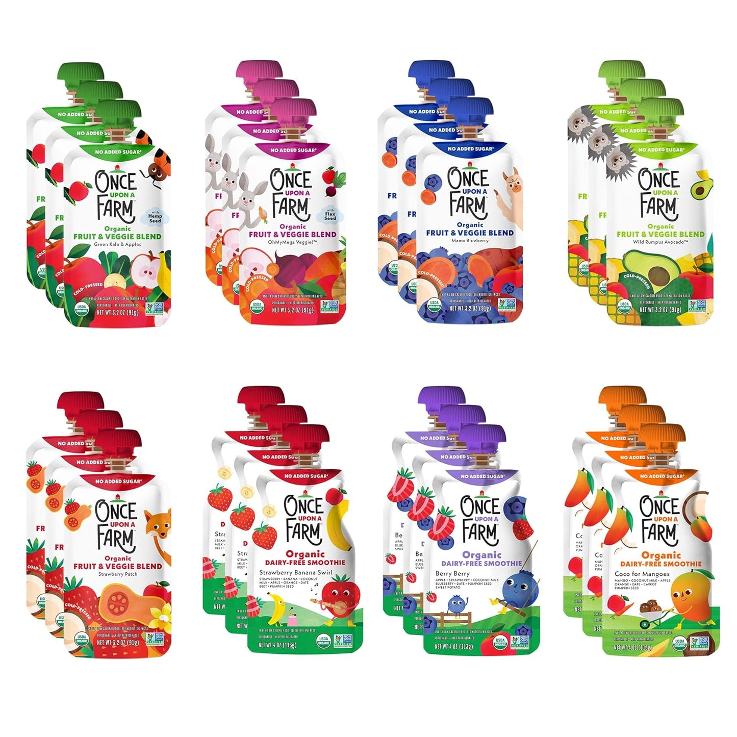 Organic Fruit & Veggie Blends Variety Pack of 24 Pouches