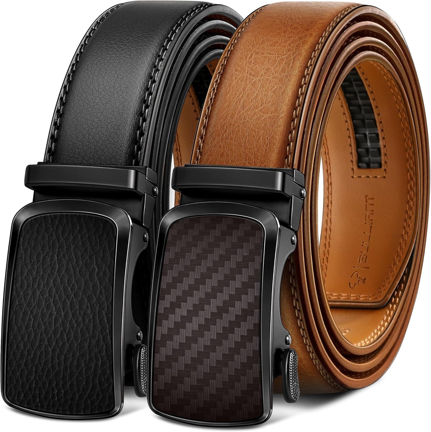 BULLIANT Men's Ratchet Belt 2 Pack for Perfect Fit and Style