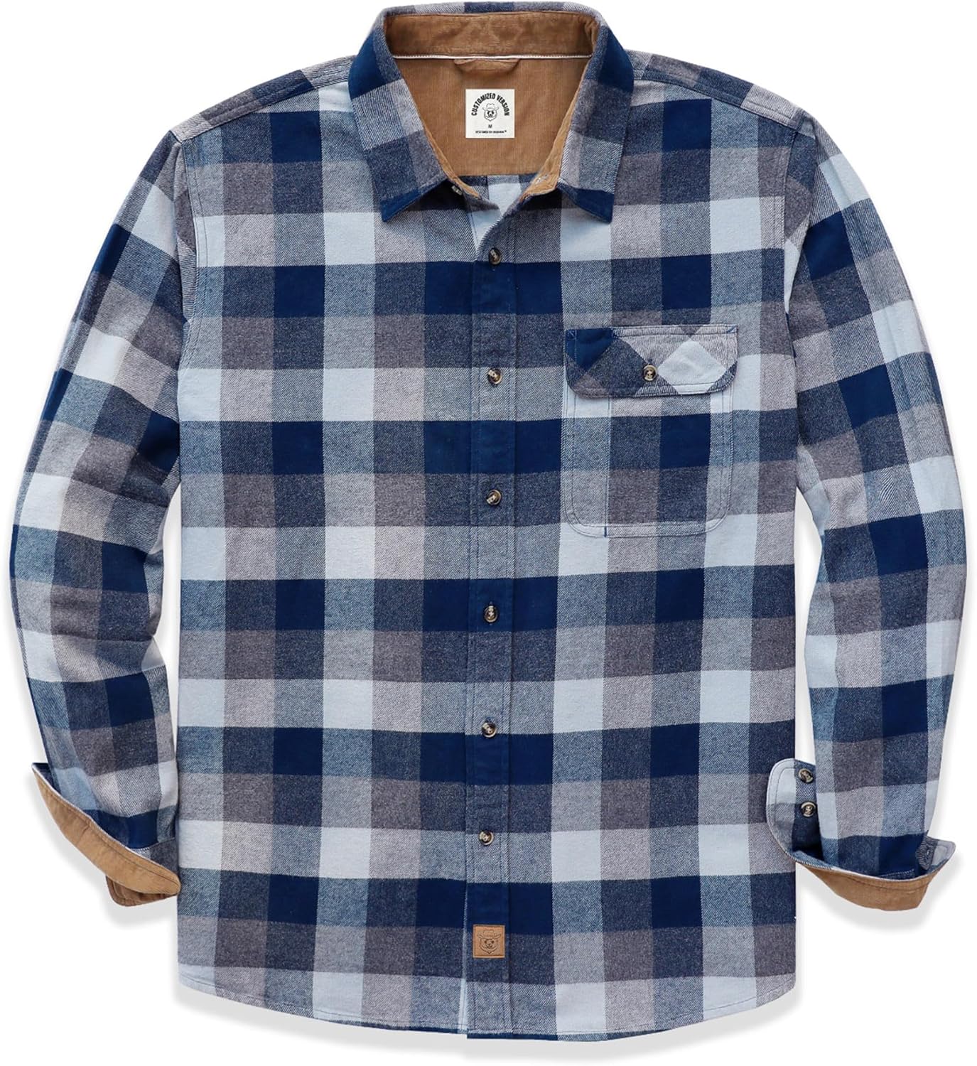 Dubinik Mens Flannel Shirts Long Sleeve Casual Button Down Style