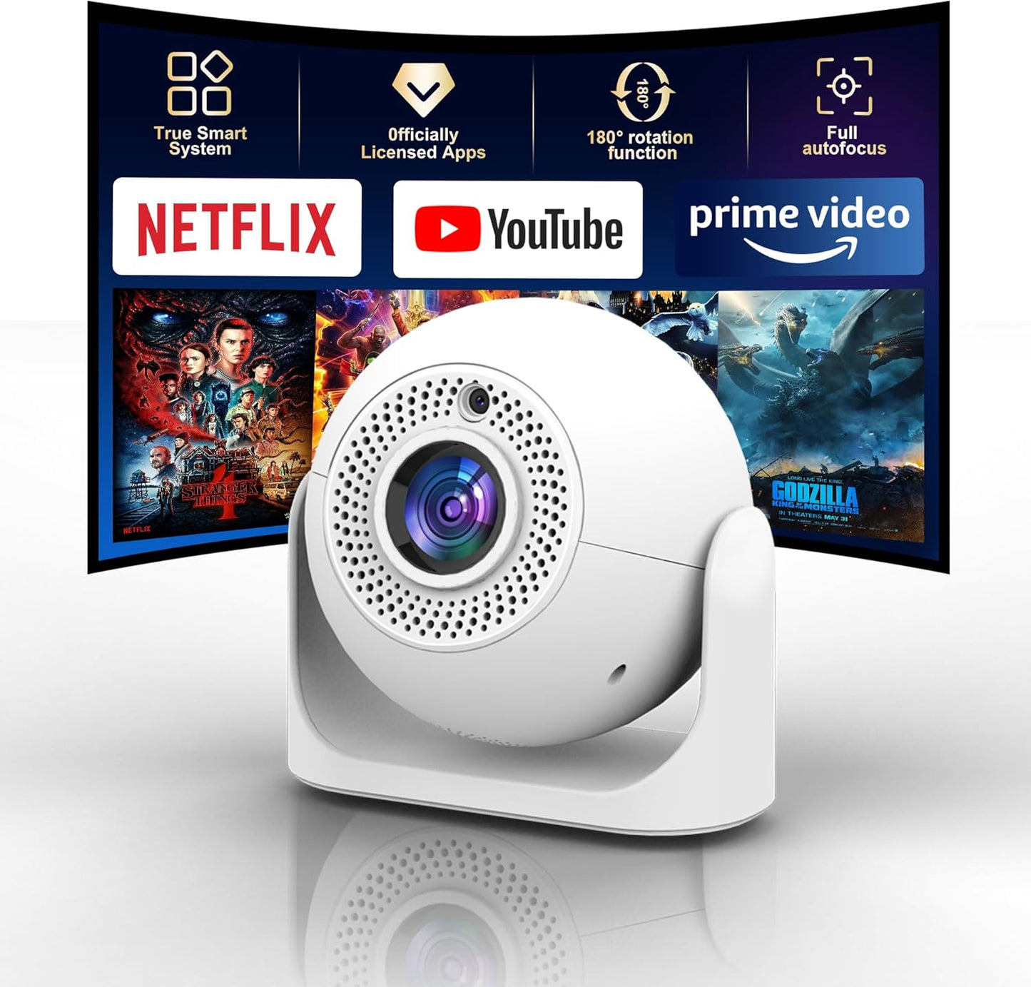 JY360 Video Projector - 200 ANSI, 1080P, WiFi & Bluetooth Mini