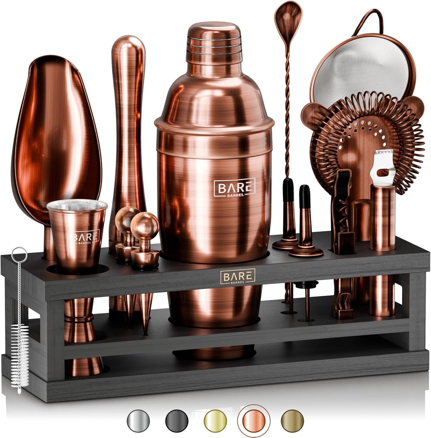BARE BARREL Mixology 16-Piece Bartender Kit | Home Bartending with 35 Recipes