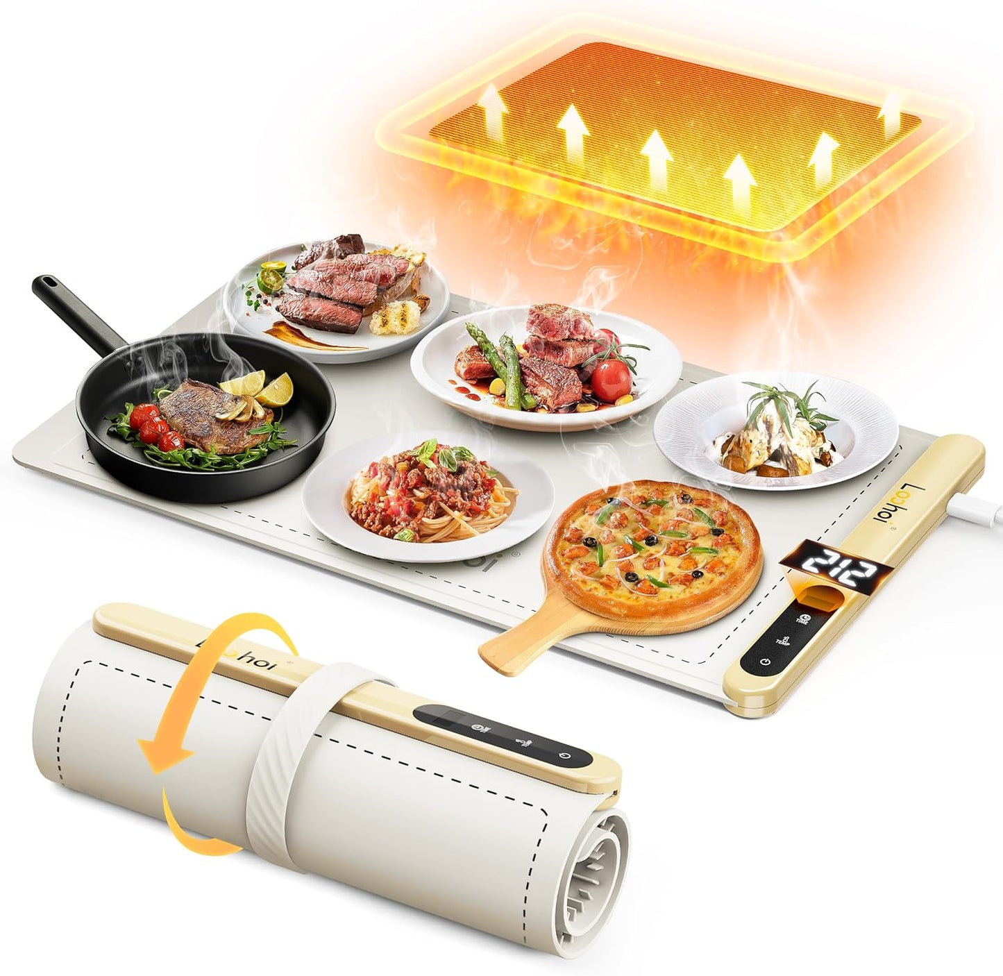 Food Warming Mat with 6 Temperature Settings for Gatherings