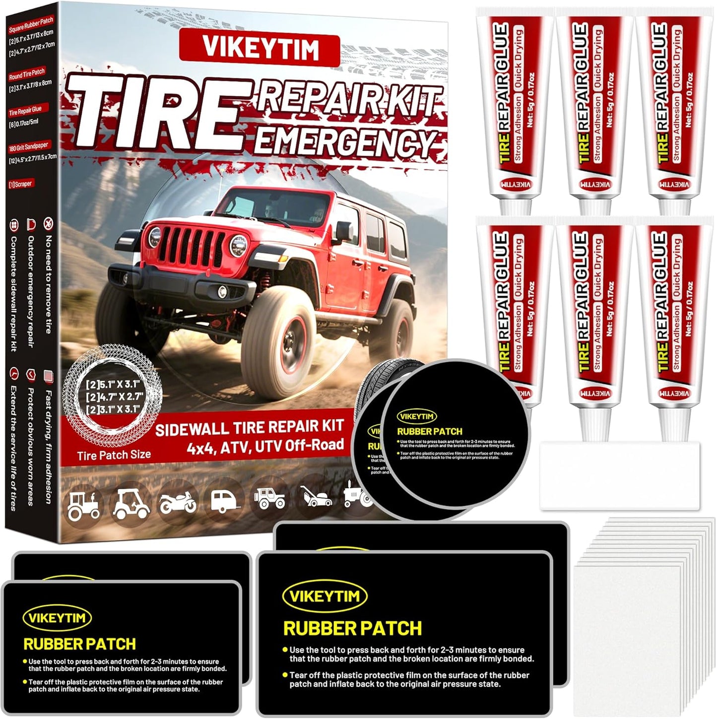 Sidewall Tire Repair Kit for Off-Road Emergencies and Repairs