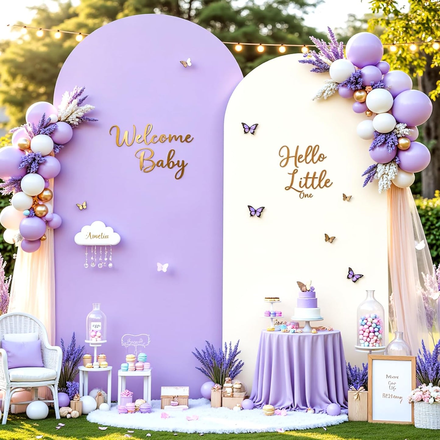 Beige and Lavender Arch Backdrop Cover Set for Events and Parties