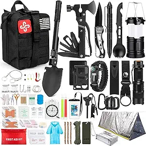 250Pcs Survival Kit with Molle System Bag for Outdoor Adventures