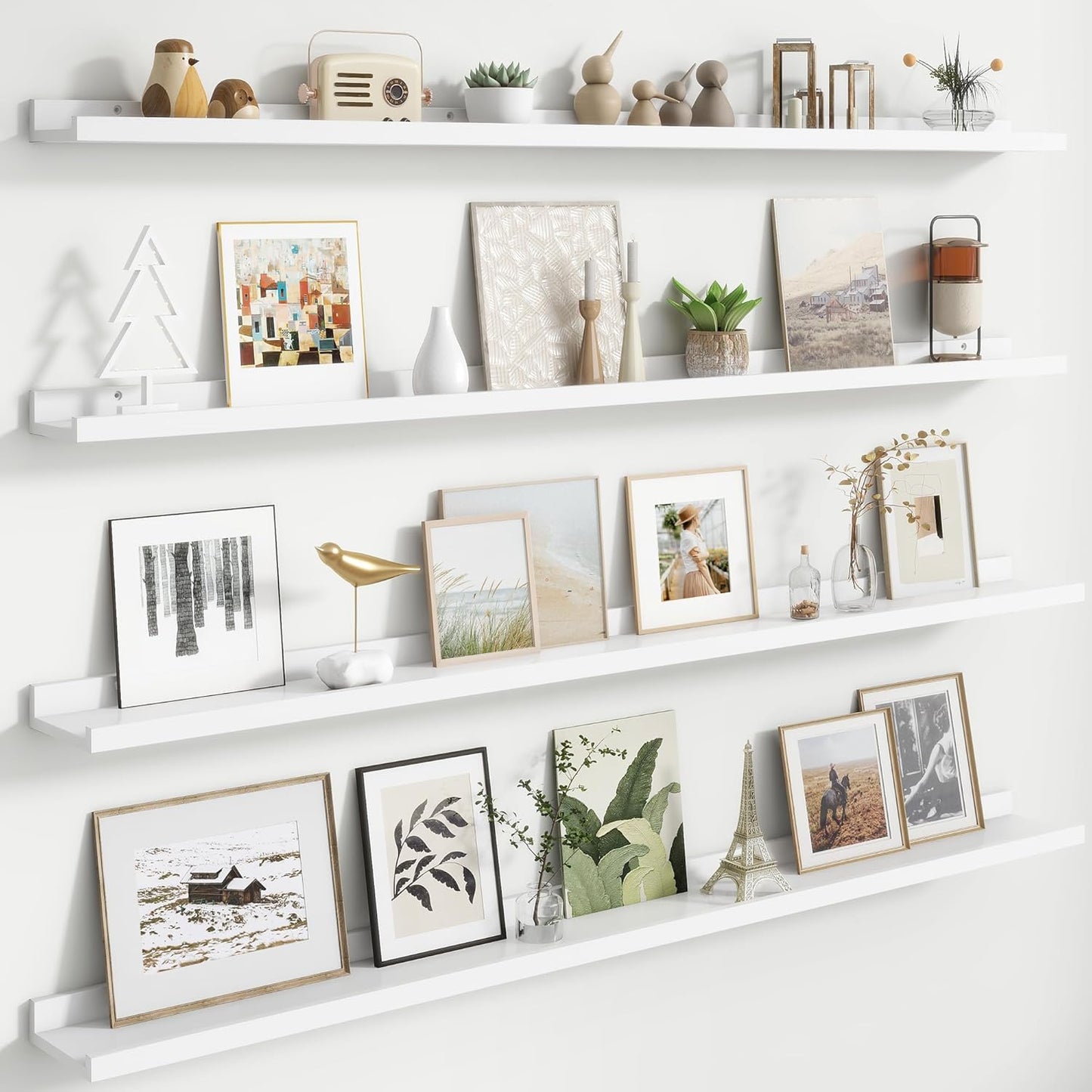 Floating Picture Ledge Shelves for Wall Set of 4, 56 Inch