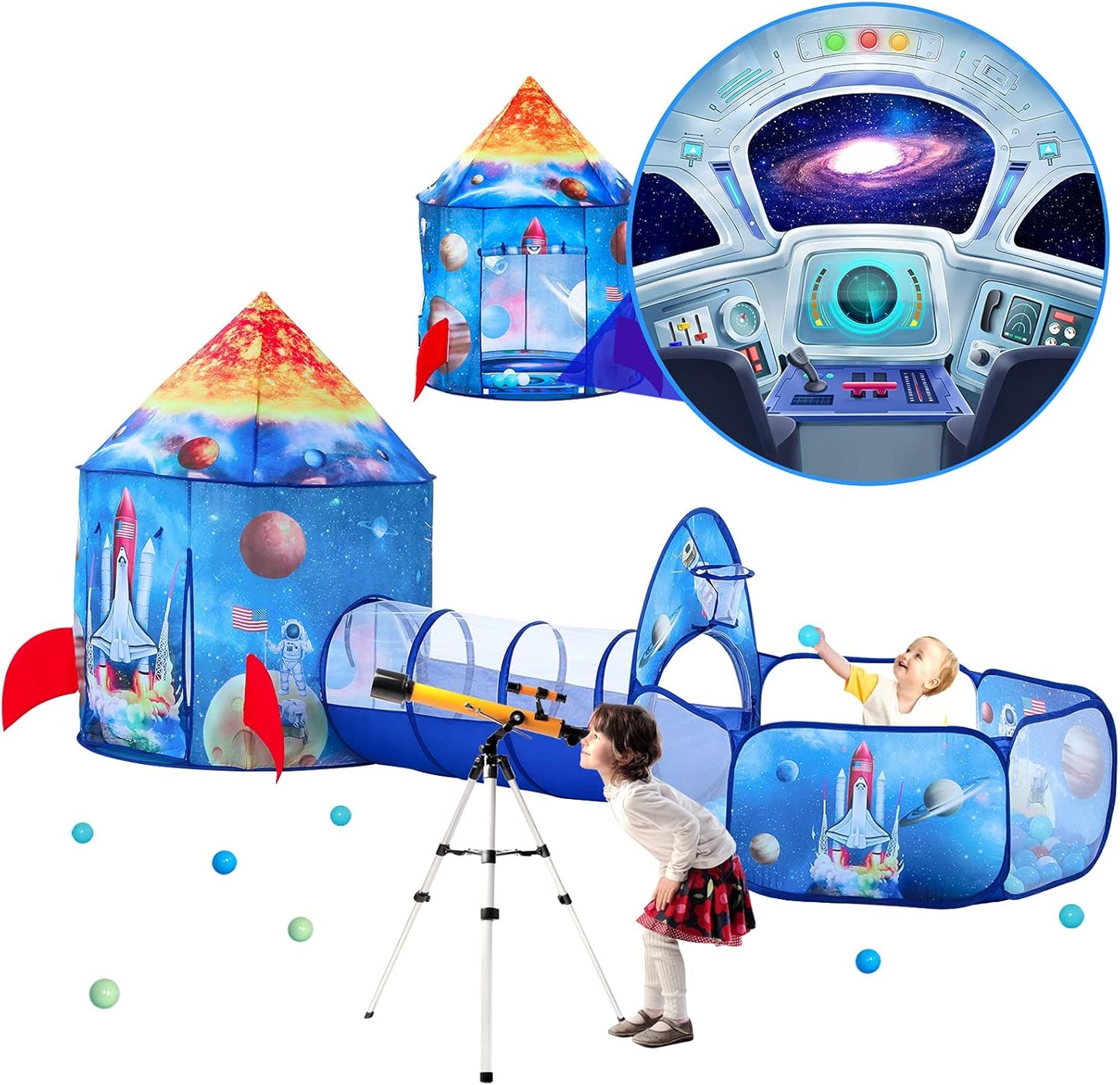 PigPigPen 3pc Kids Play Tent with Ball Pit and Tunnel Fun