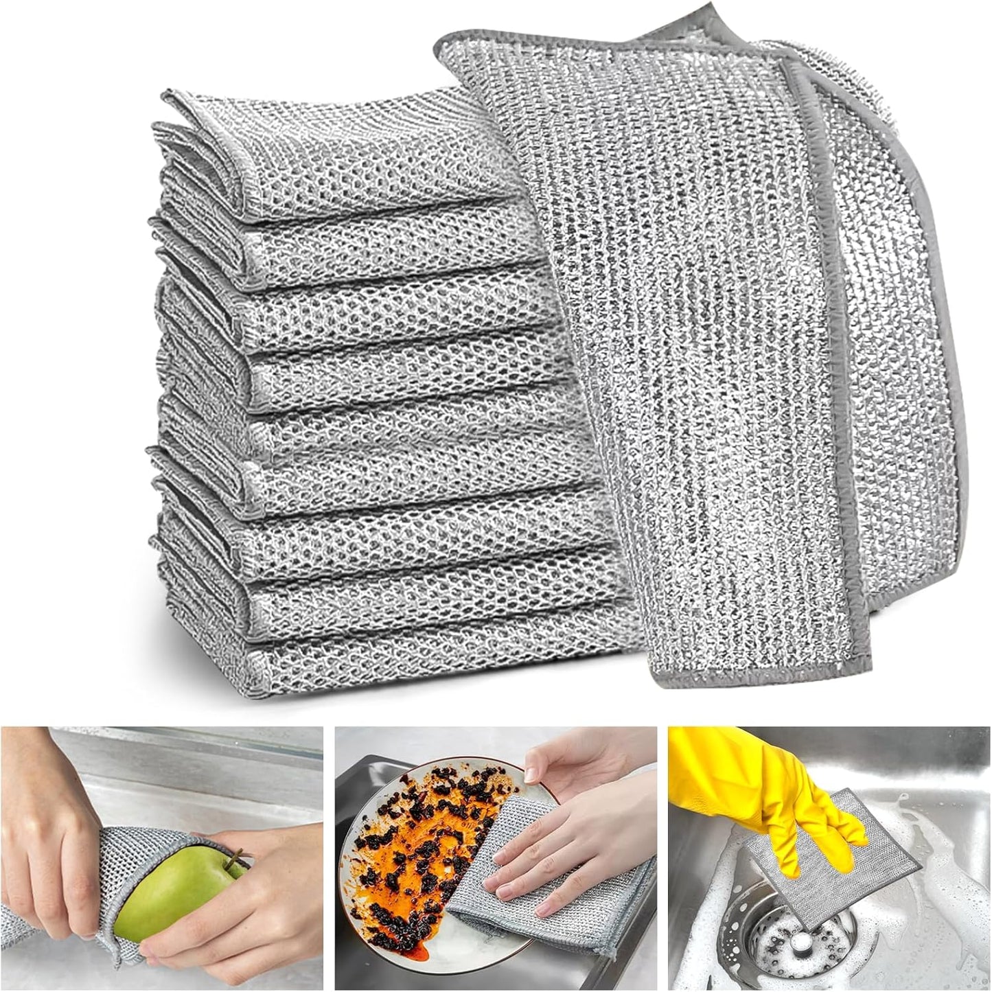 Non-Scratch Kitchen Rags Set by XANGNIER