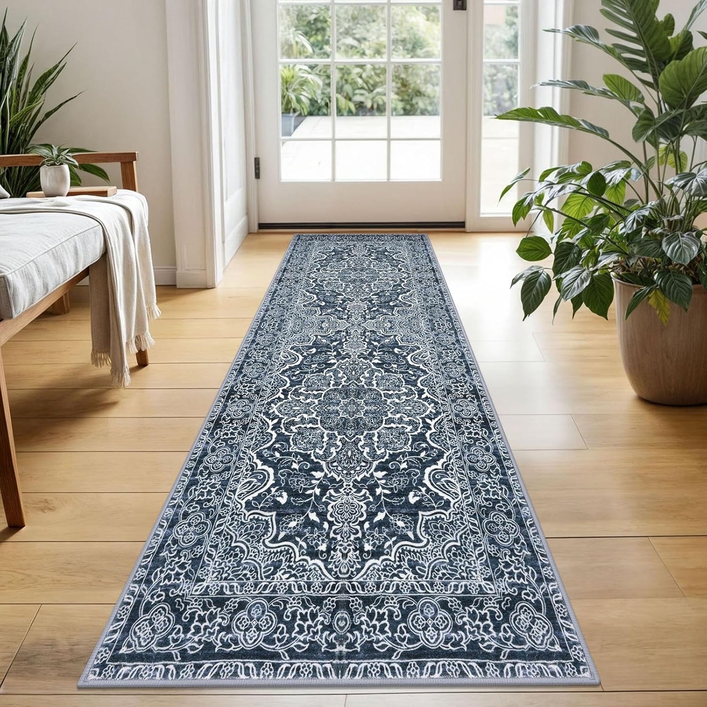 KUTA Vintage Washable Runner Rug for Hallway and Kitchen Decor
