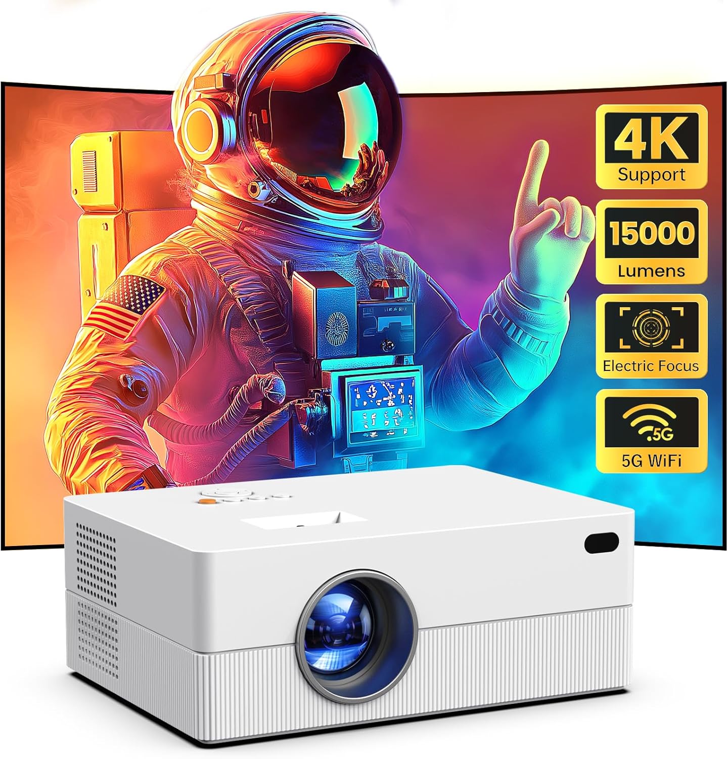 JOWLURK Portable 1080P WiFi Projector - 4K Supported
