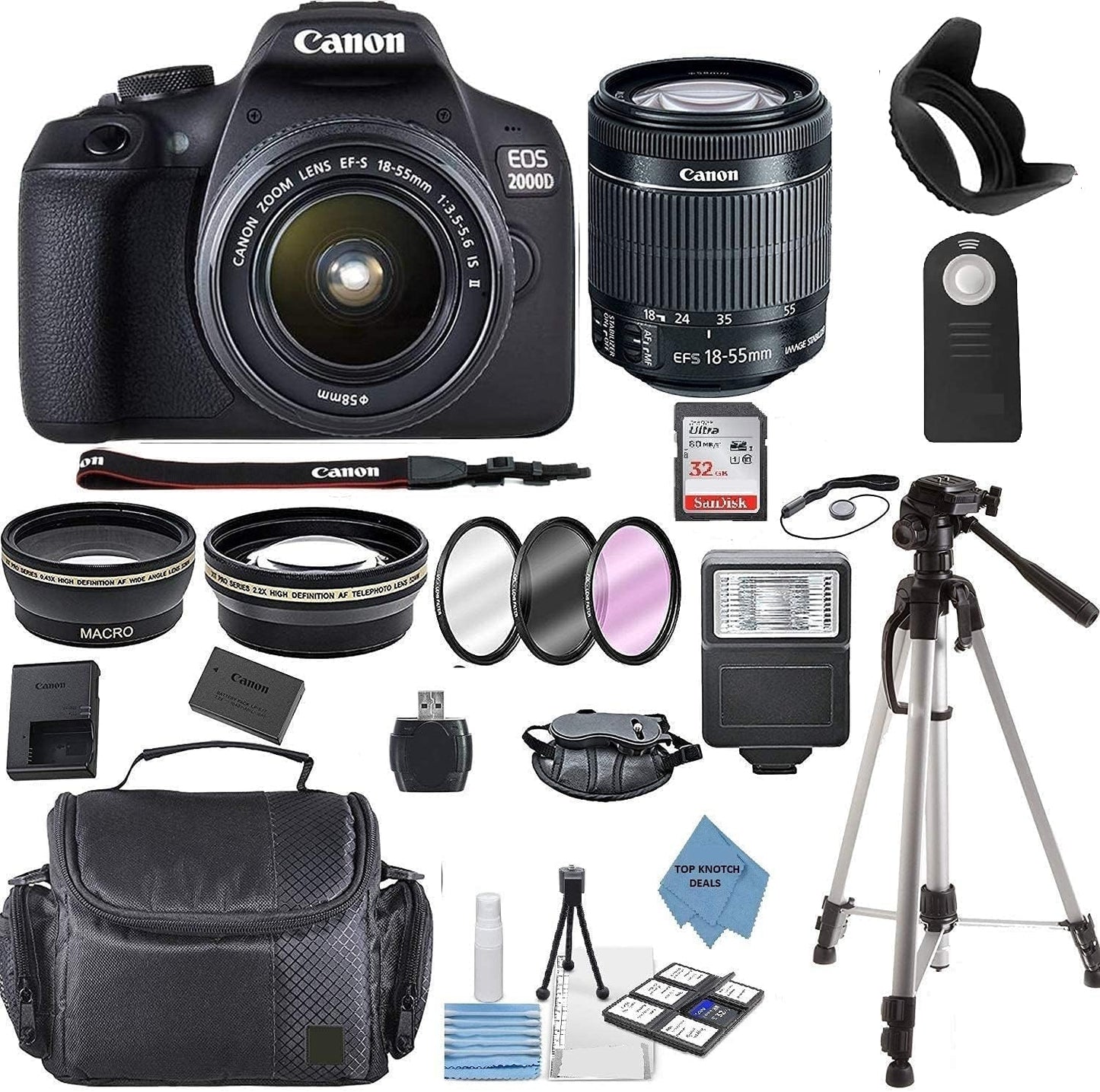 Canon EOS 2000D DSLR Camera with 18-55mm Lens and Accessories