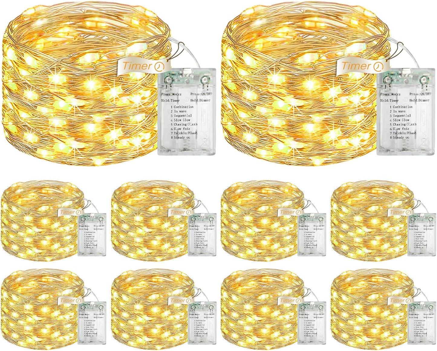 10 Pack 16FT 50 LED Fairy Lights for Christmas Party Decor