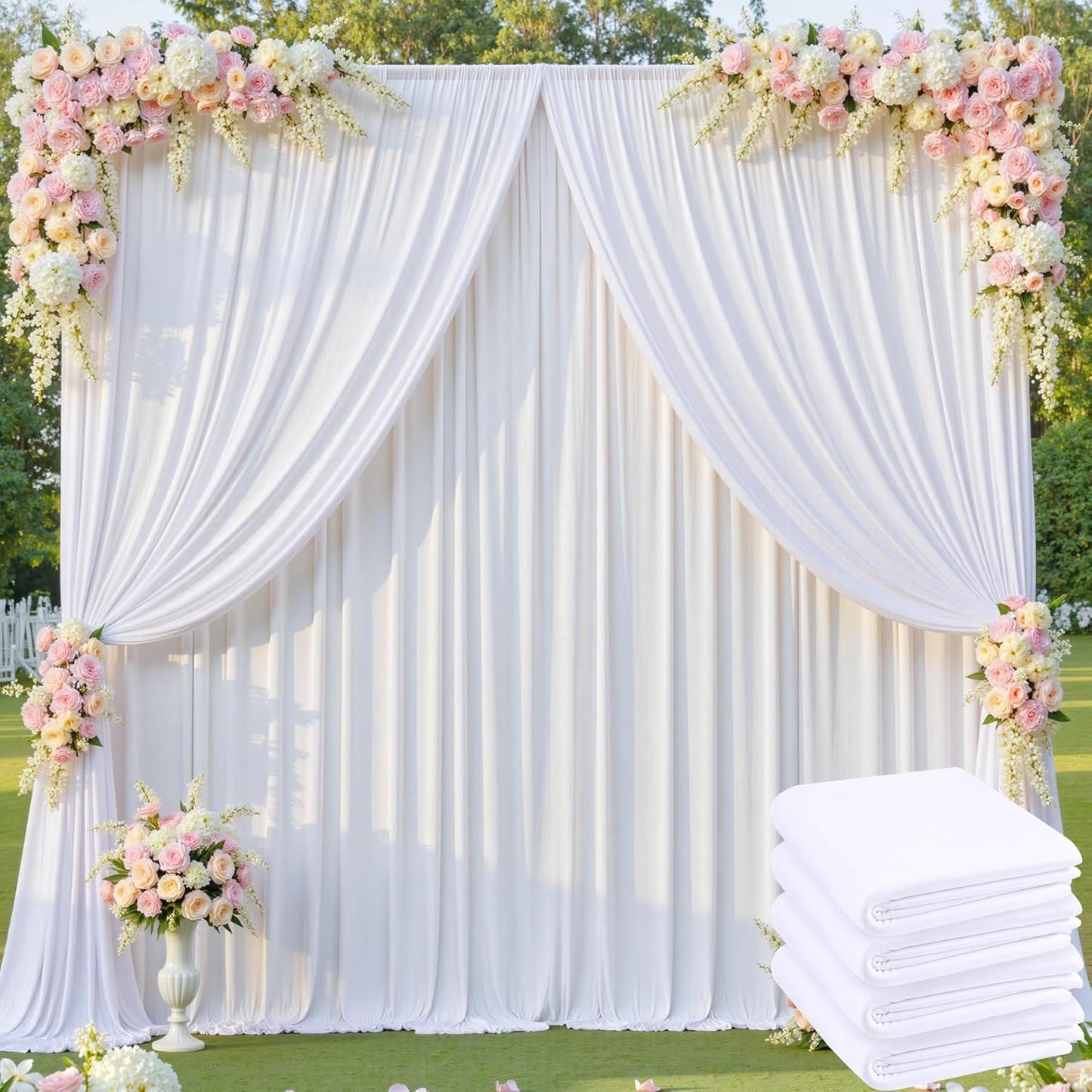 20ftx12ft White Backdrop Curtain for Parties and Events