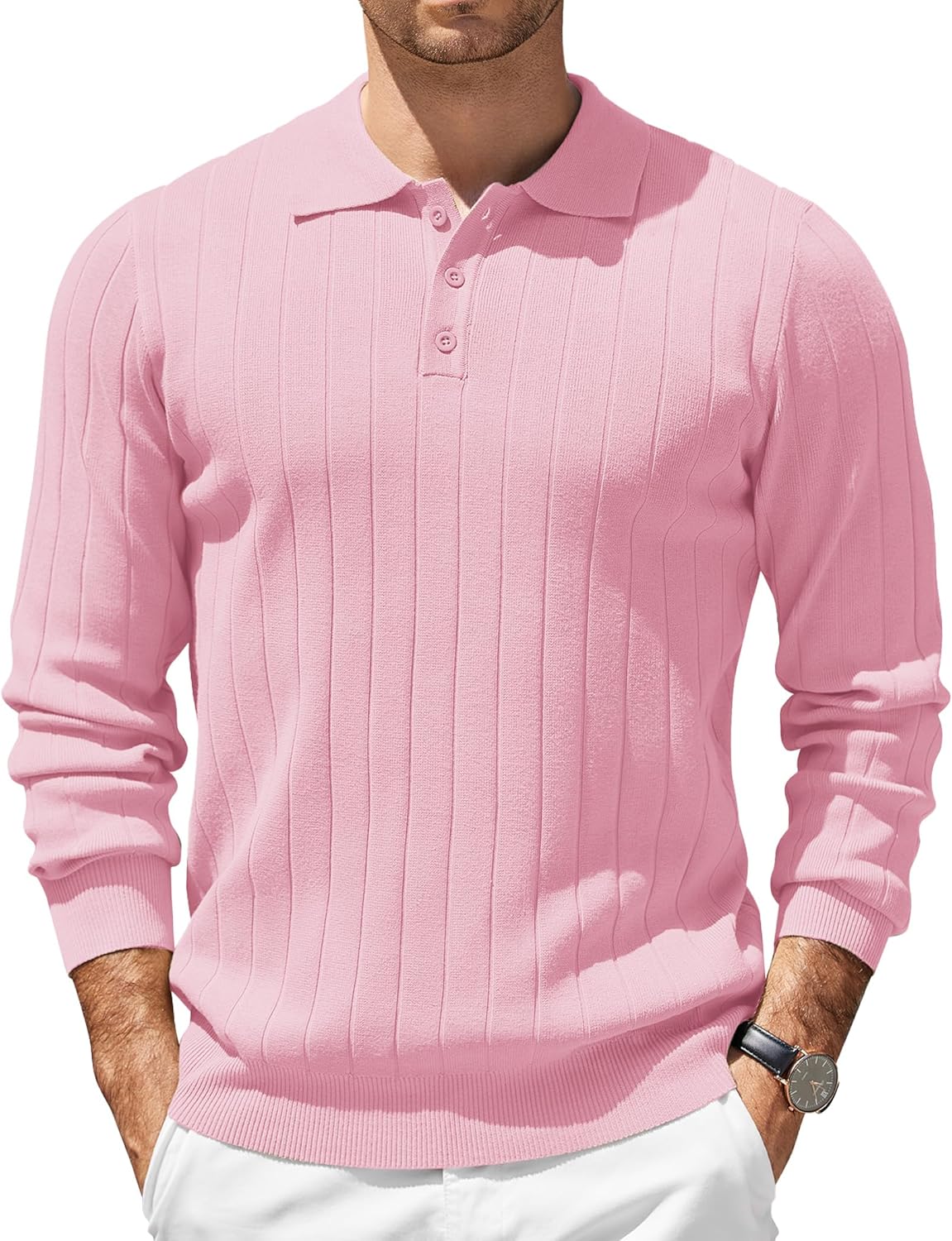 COOFANDY Mens Knit Polo Sweater for Stylish Casual Wear