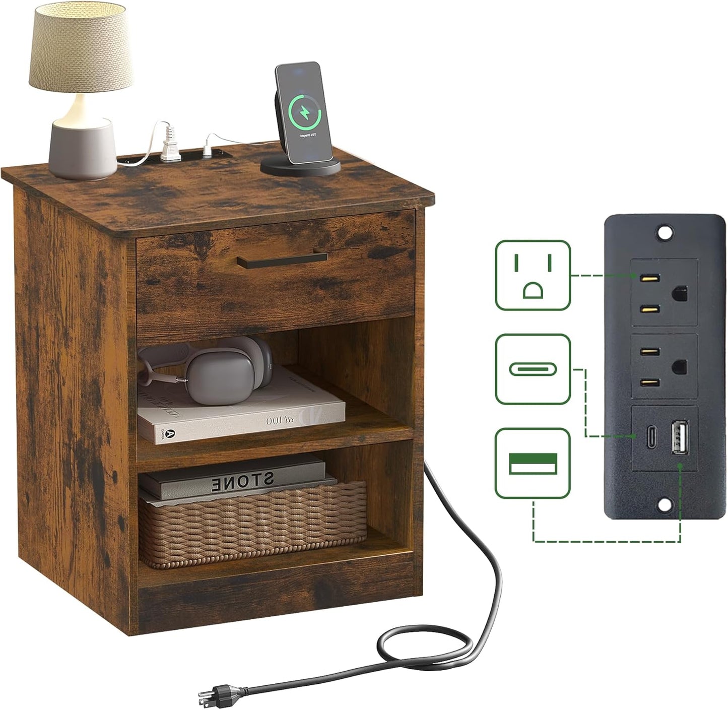 Everyday Side Table with Fast Charging Station for Modern Homes
