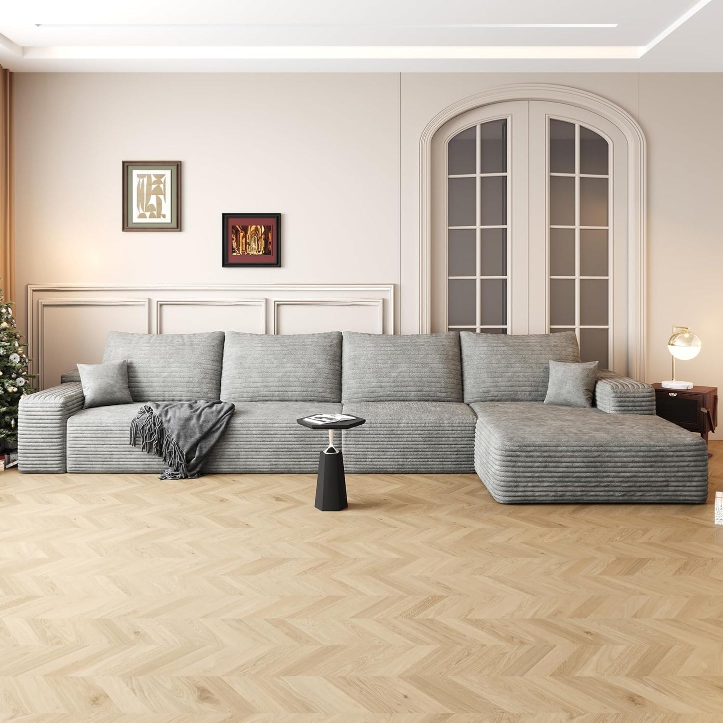 136in Modular Sectional Sofa with L-Shape Chaise for Comfort