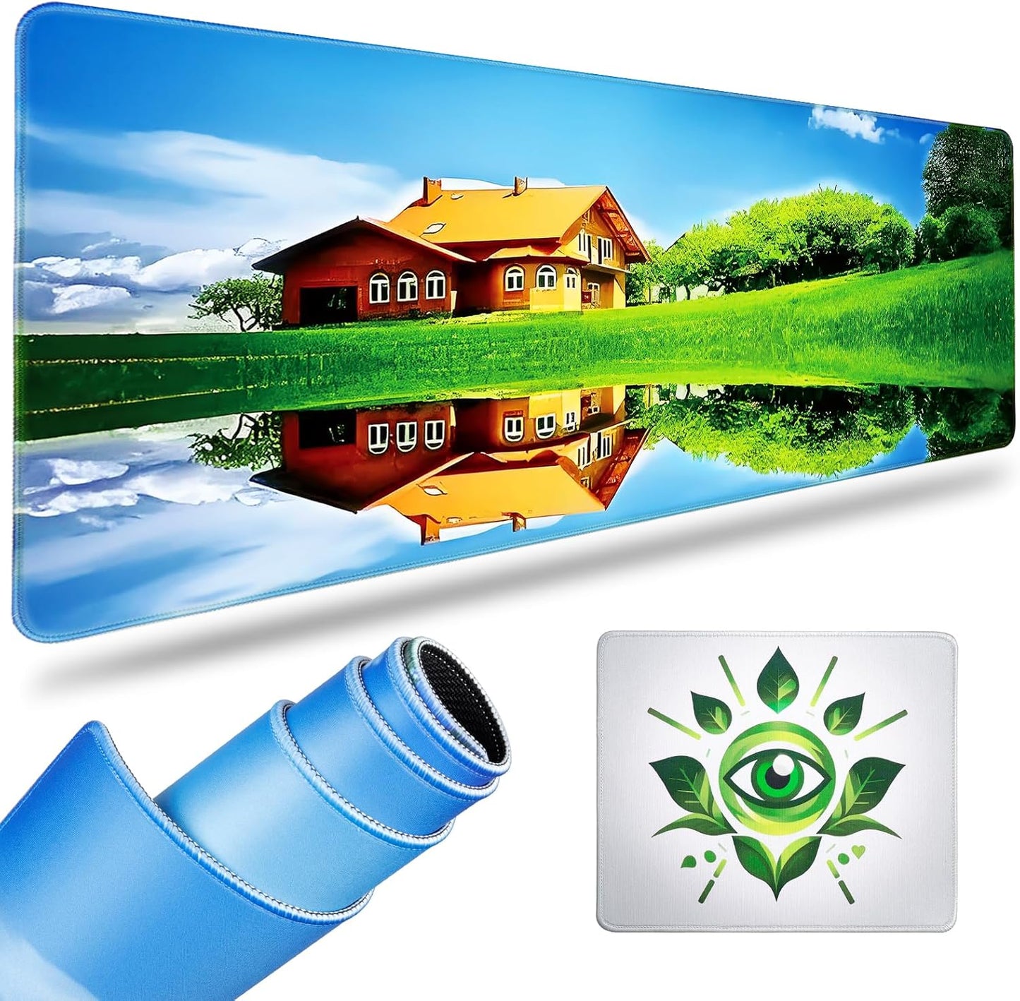 Large Green Gaming Mouse Pad Set - Eye Protection & Non-Slip Base!