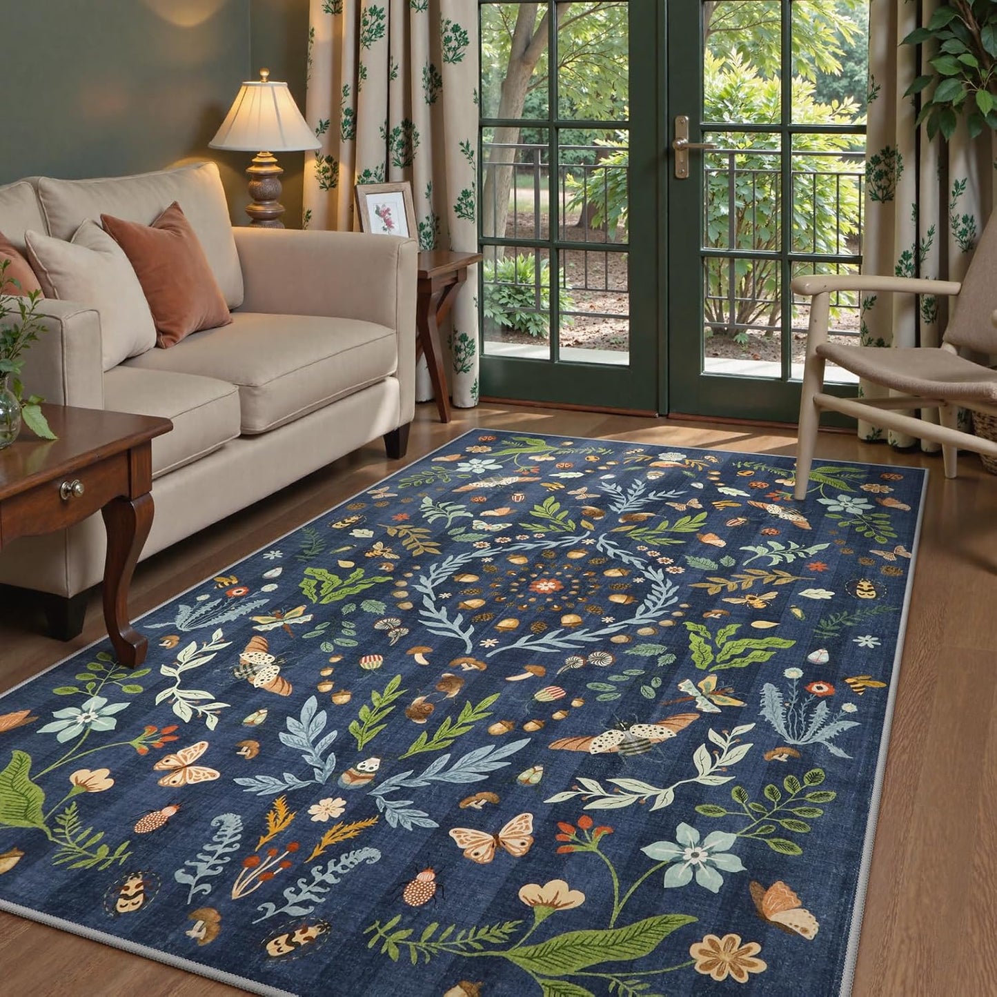 Lahome Insect Botanical Washable 5x7 Area Rug for Cozy Spaces