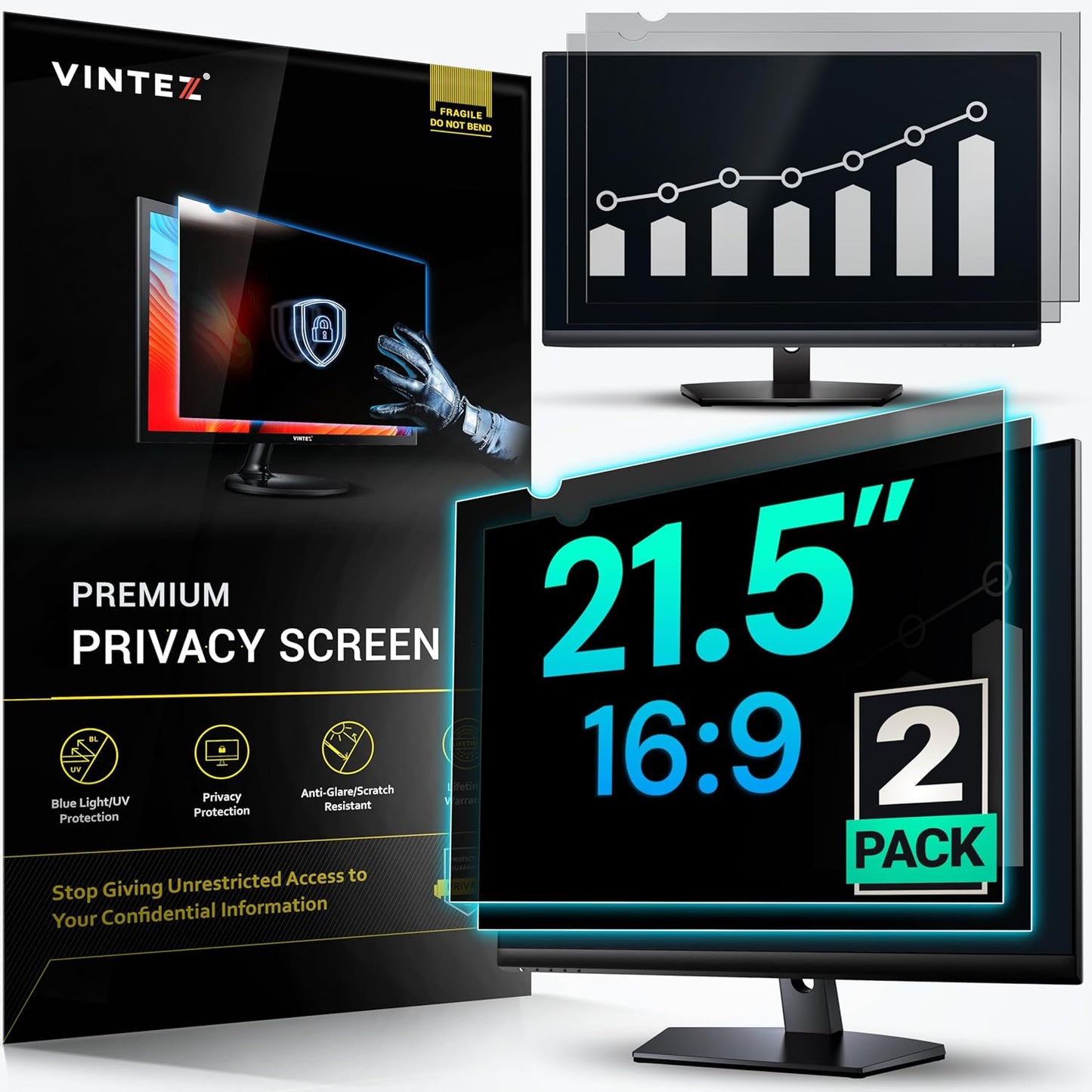 21.5 Inch Privacy Screen for Computer Monitor - Anti Glare Film