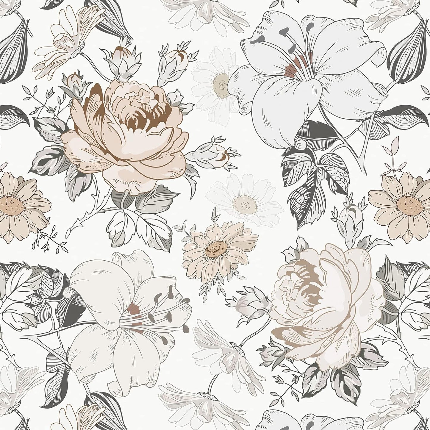 Floral Peel and Stick Wallpaper for Bedroom by Hopepak