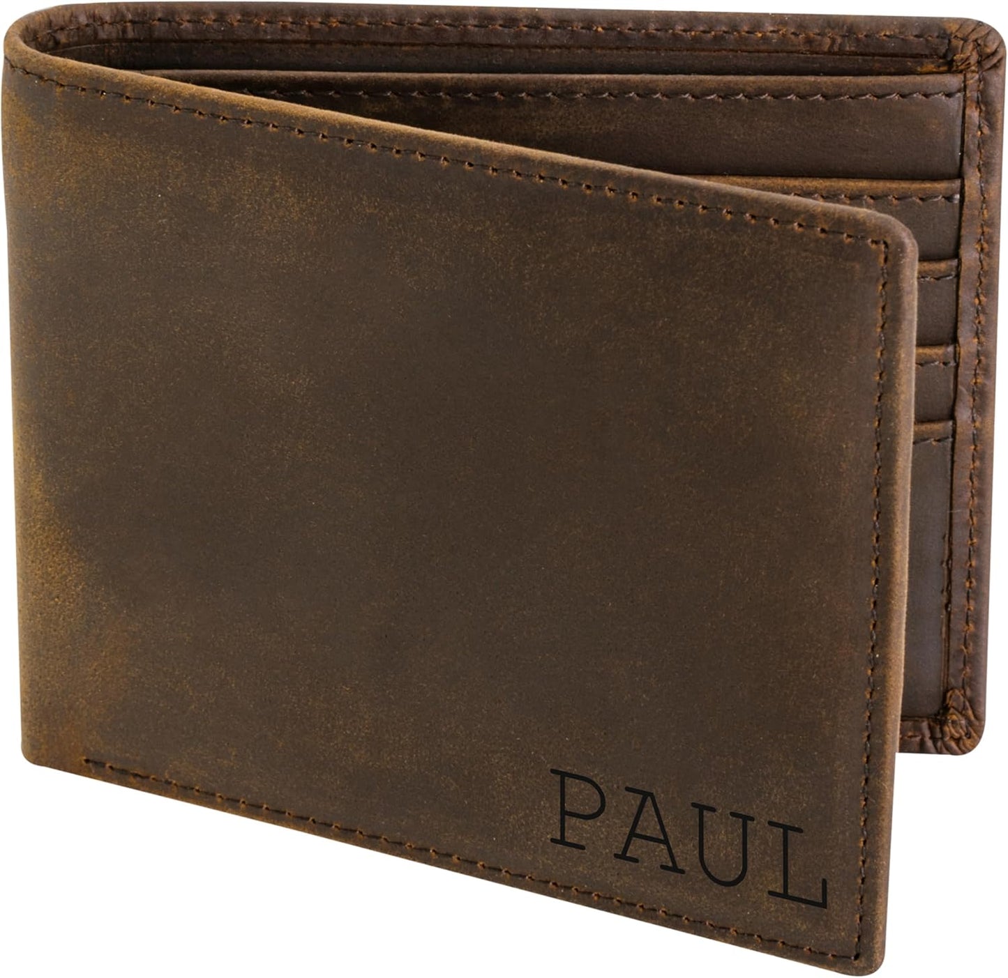 Personalized Leather RFID Blocking Bifold Wallet for Men