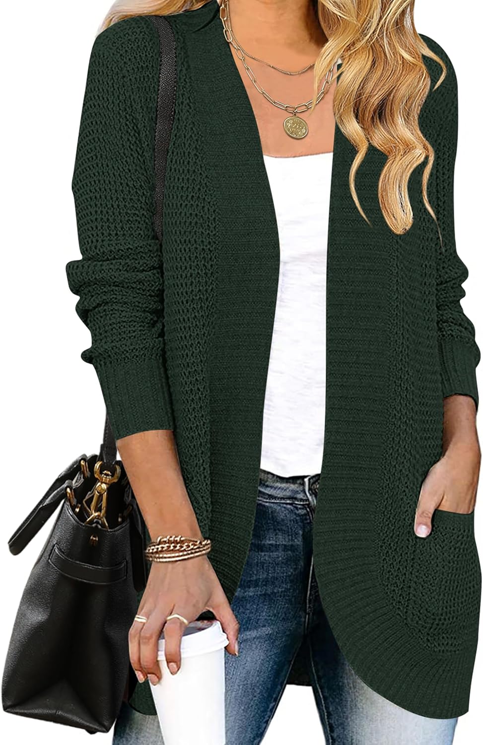 MEROKEETY Womens Long Sleeve Open Front Cardigans for Fall